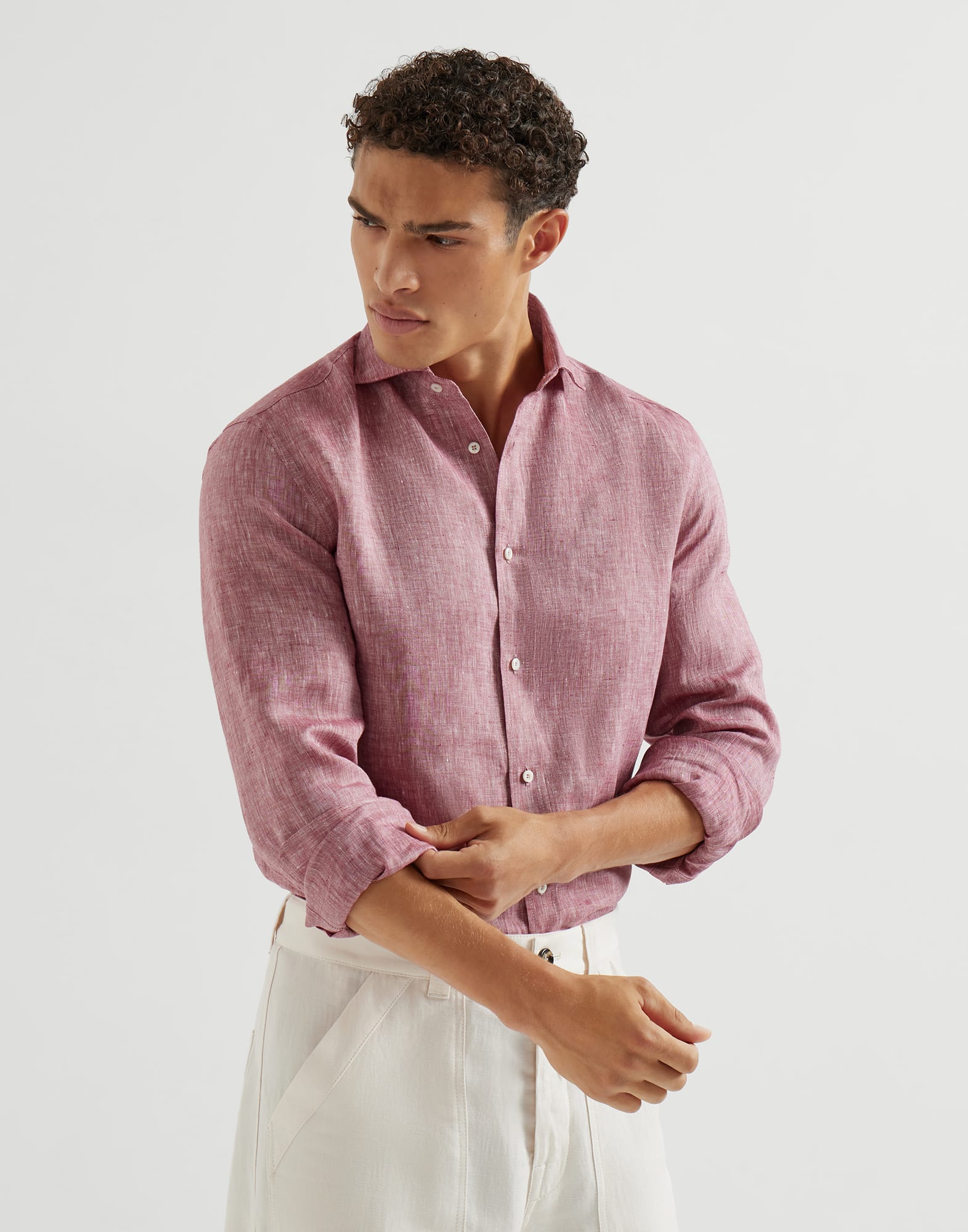 brunello cucinelli dress shirts BRUNELLO CUCINELLI Linen Chalk Stripe Shirt