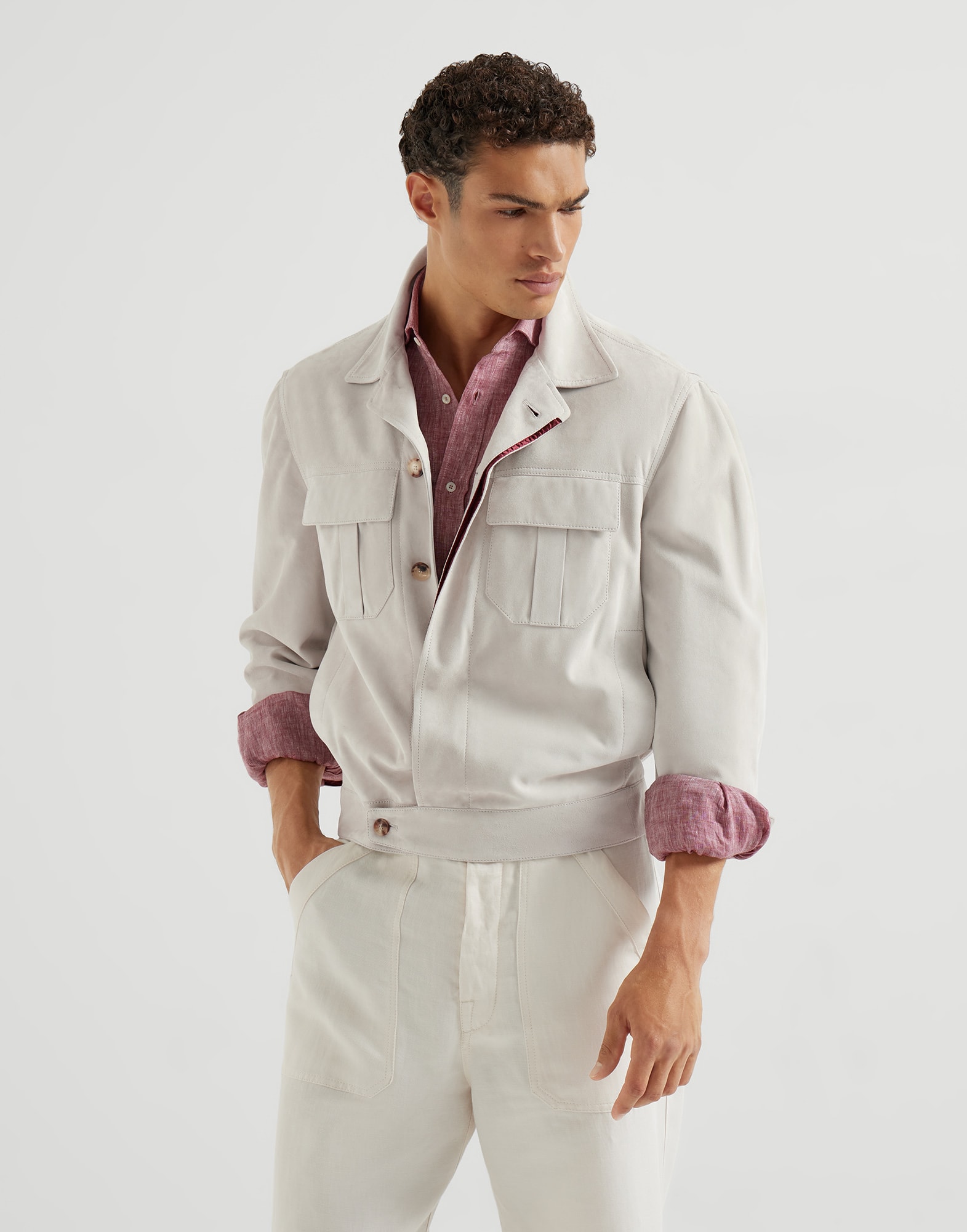 Suede jacket for Man in Sand | Brunello Cucinelli