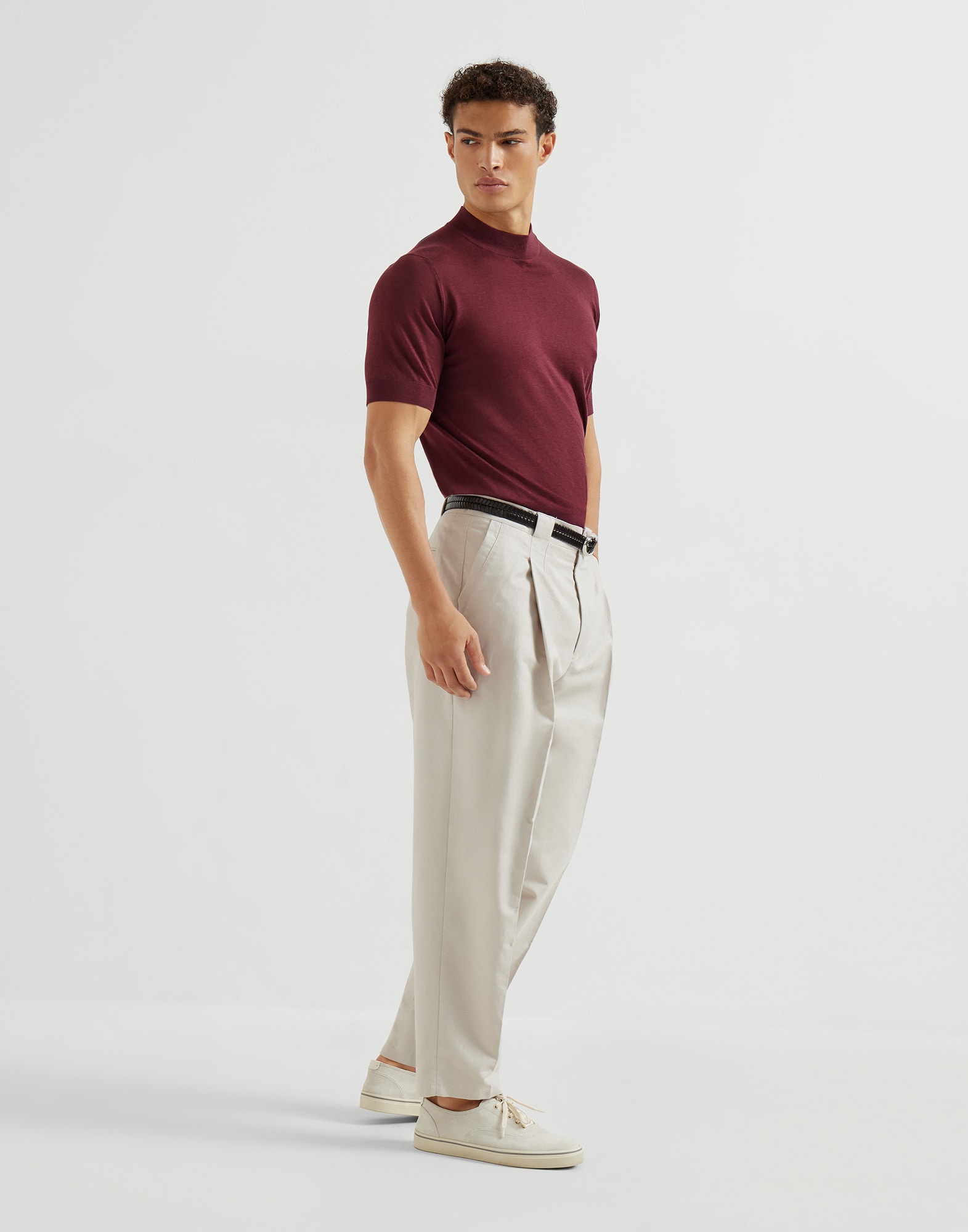 Cotton and linen trousers for Man in Navy Blue | Brunello Cucinelli