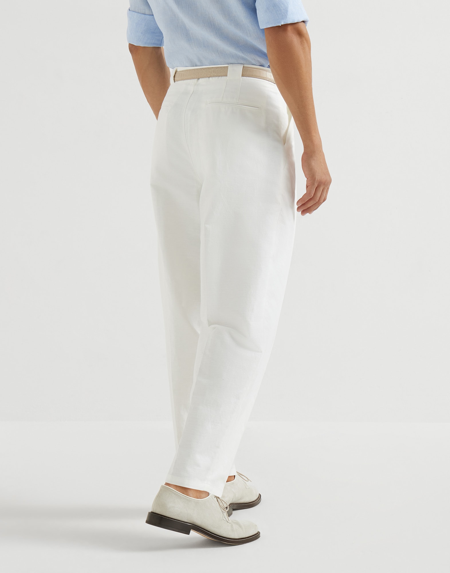 Cotton and linen trousers for Man in Navy Blue | Brunello Cucinelli