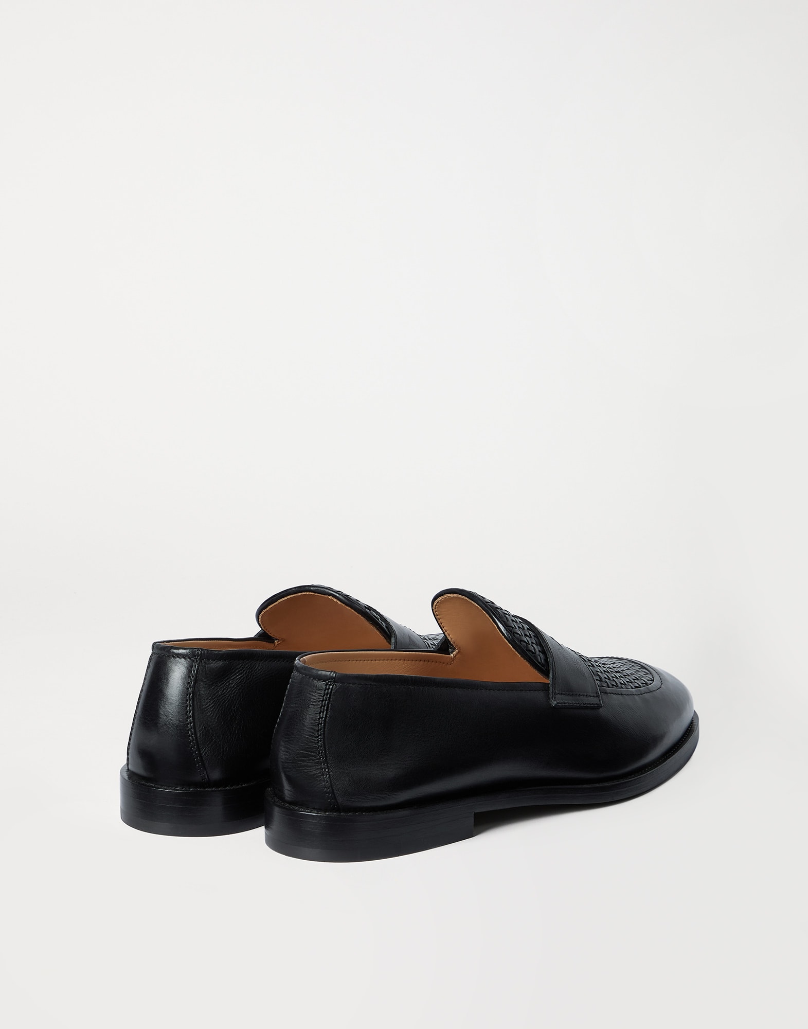 Calfskin penny loafers for Man in Black | Brunello Cucinelli