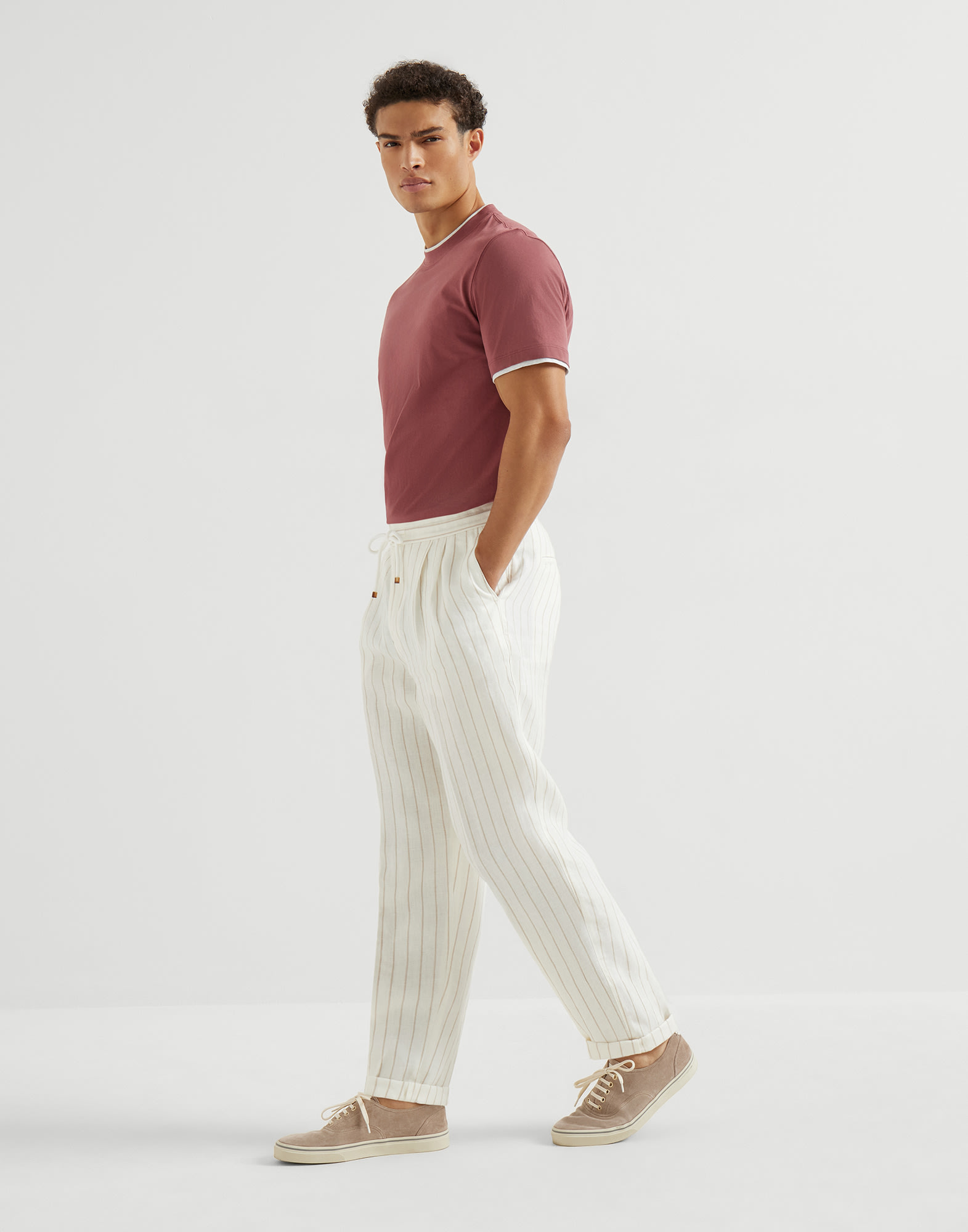 Twill trousers for Man in Brown | Brunello Cucinelli