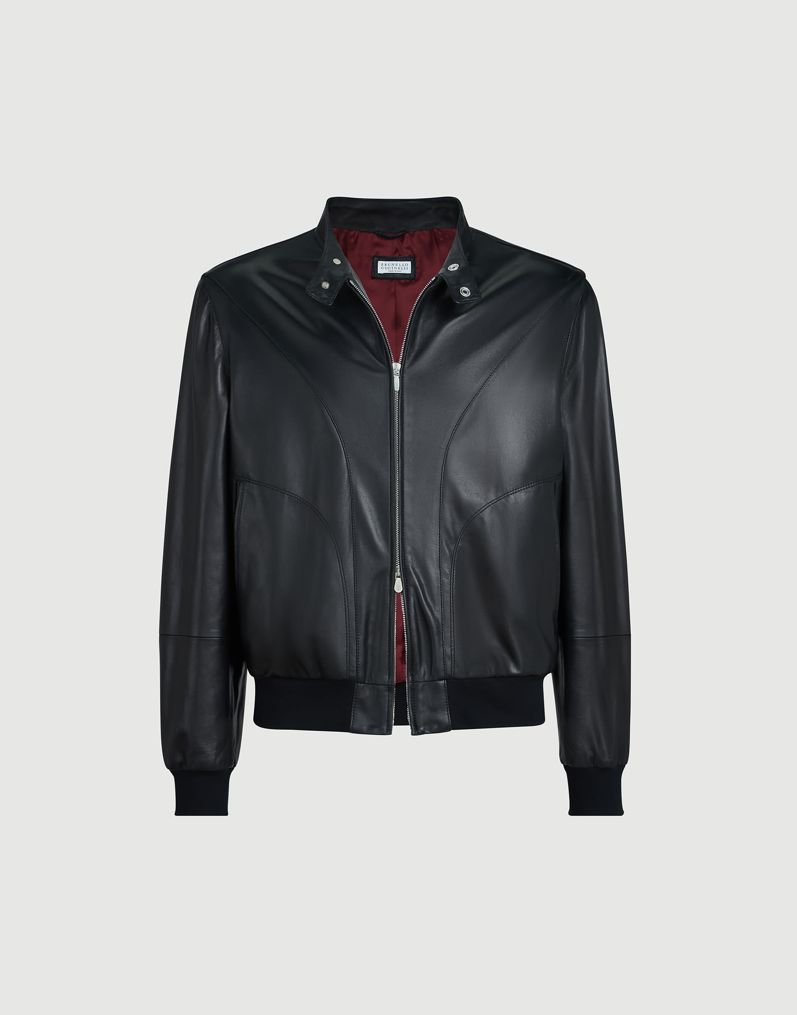 Nappa leather jacket for Man in Black | Brunello Cucinelli