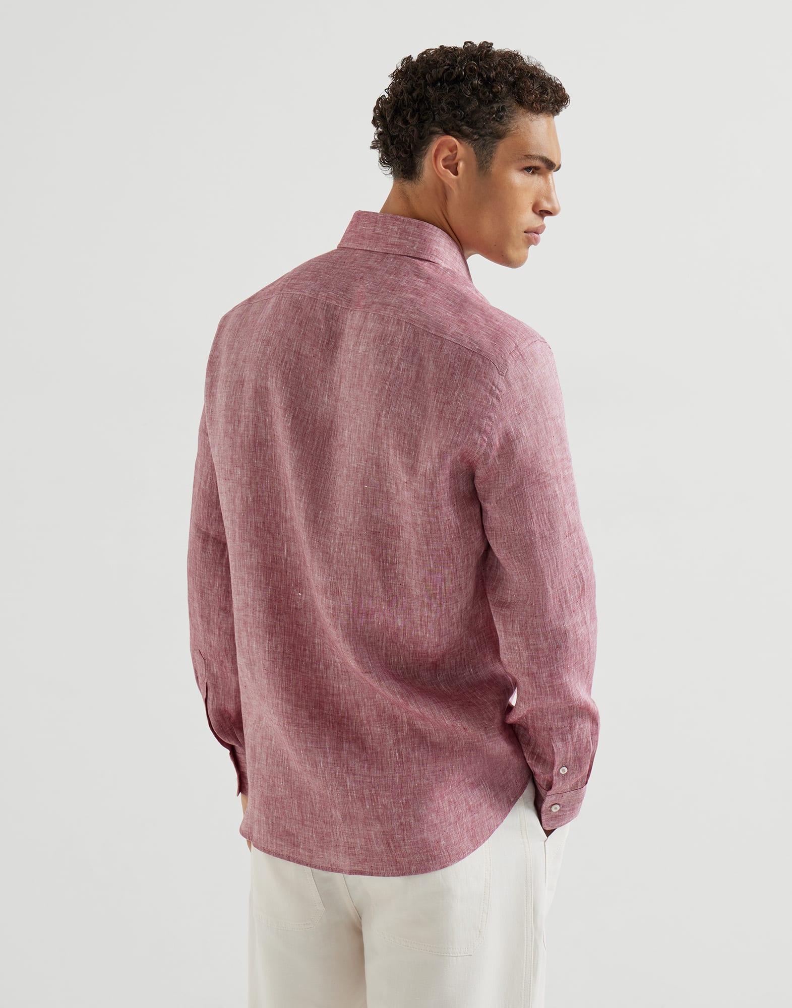 Linen shirt for Man in Azure | Brunello Cucinelli