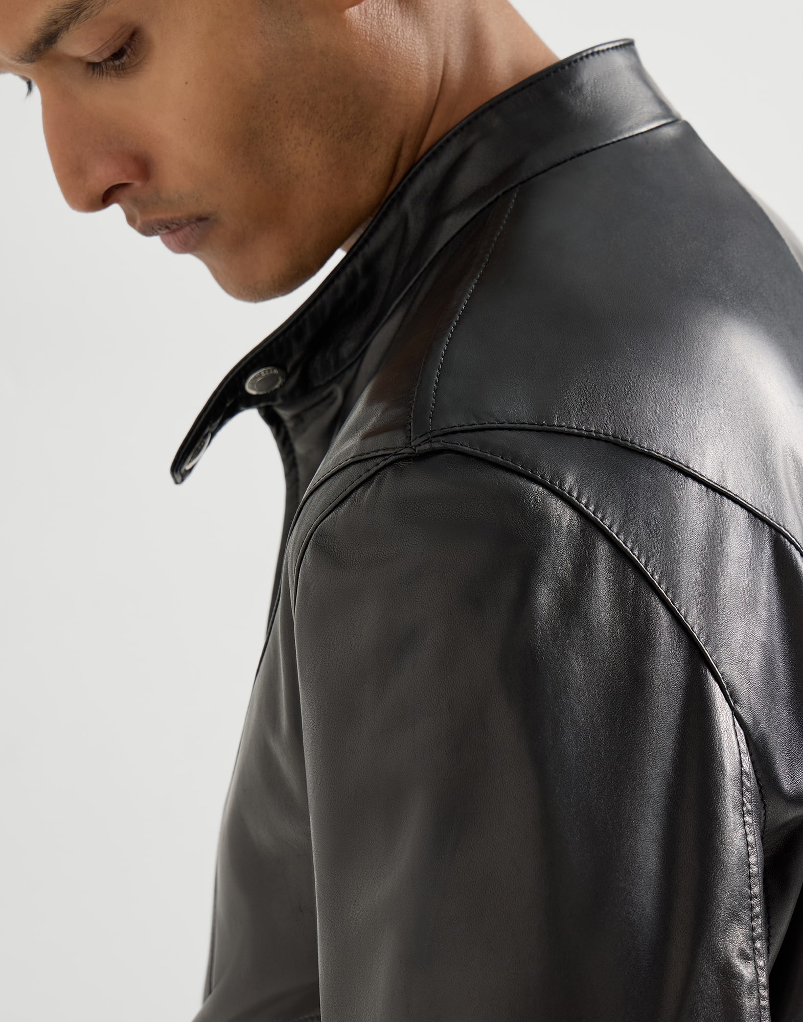 Nappa leather jacket for Man in Black | Brunello Cucinelli