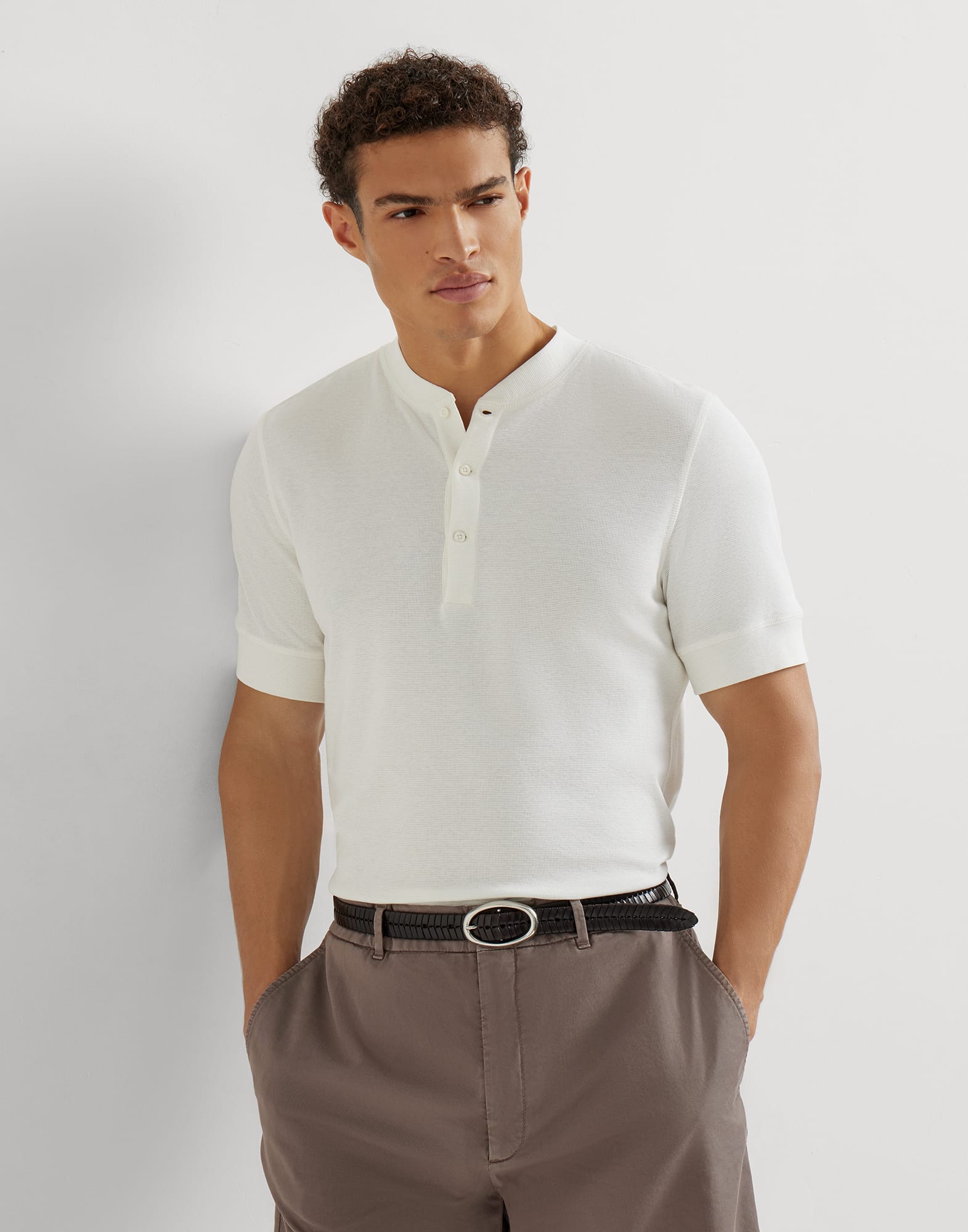 Cotton jersey T-shirt for Man in Off-White | Brunello Cucinelli