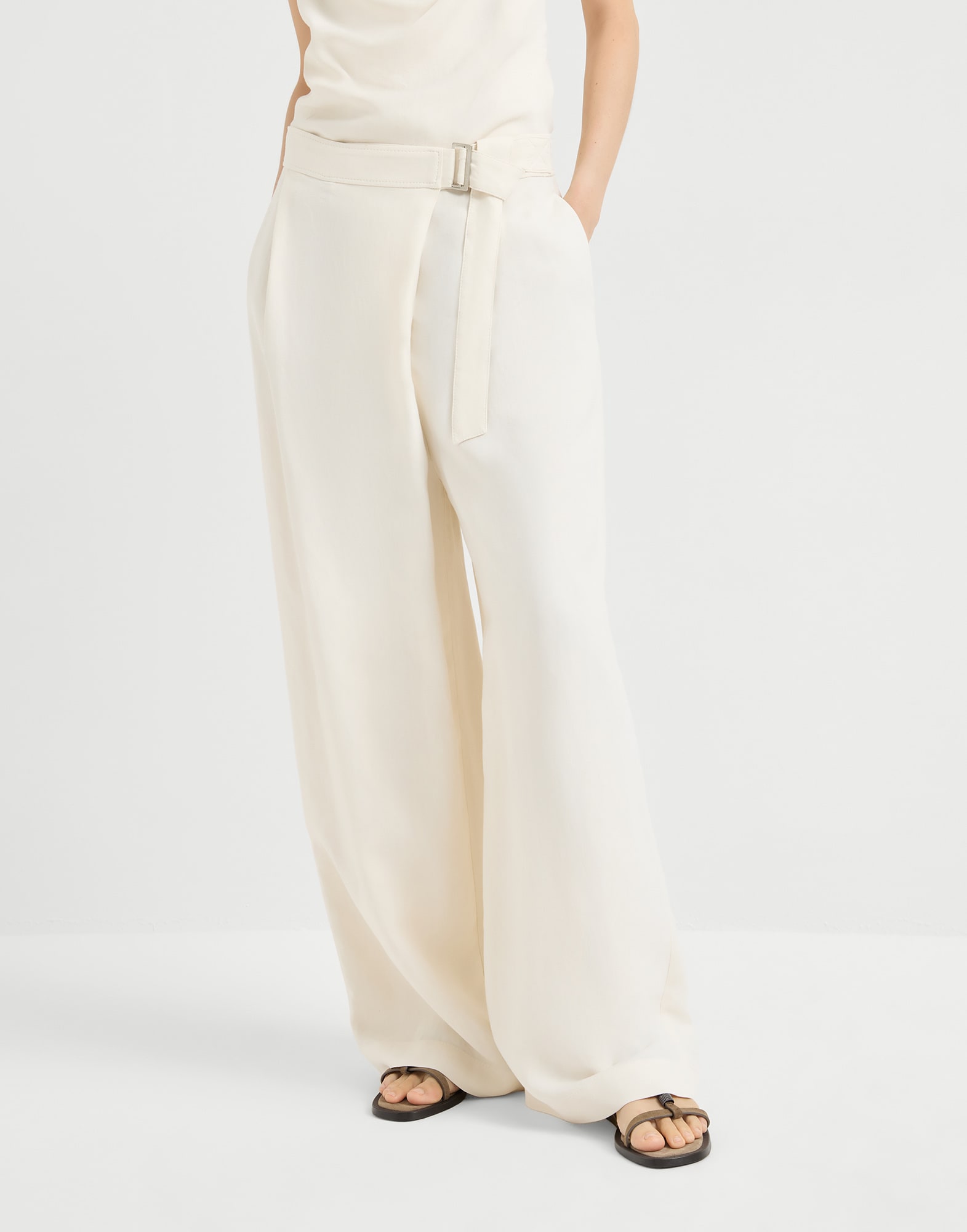 Sartorial wrap trousers Ivory Woman - Brunello Cucinelli