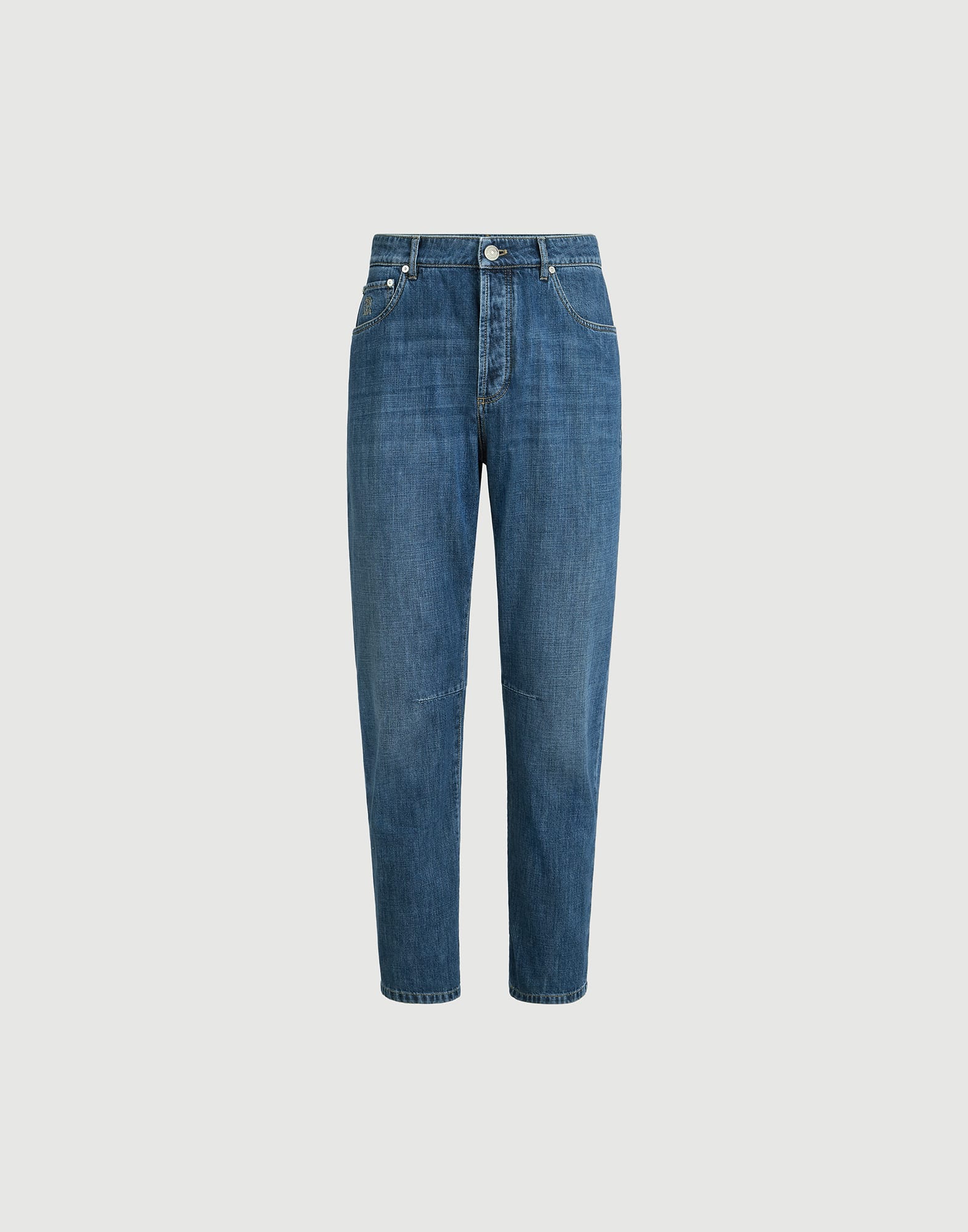 Lightweight denim five-pocket trousers for Man in Light Blue Denim