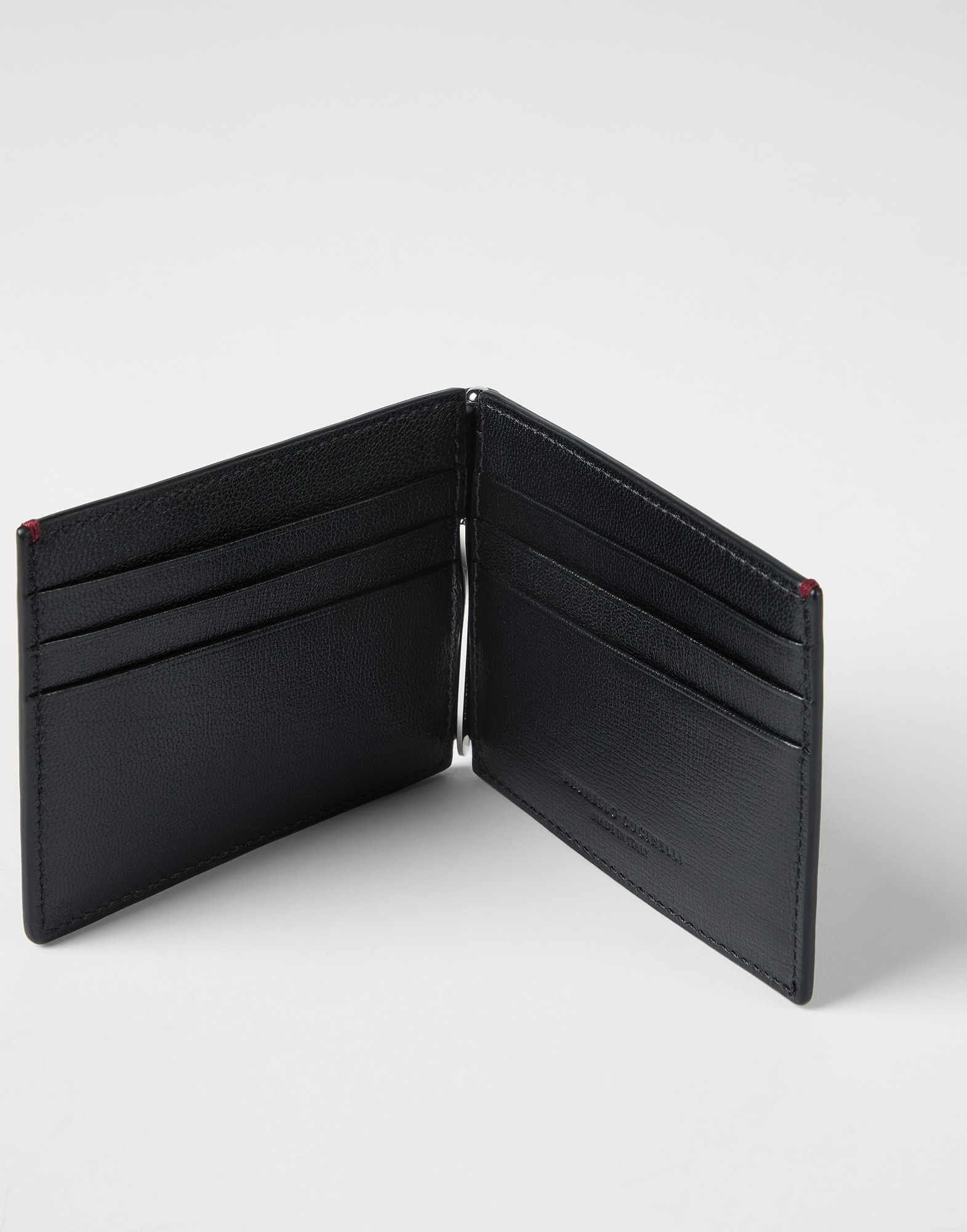 Leather money clip wallet for Man in Black | Brunello Cucinelli
