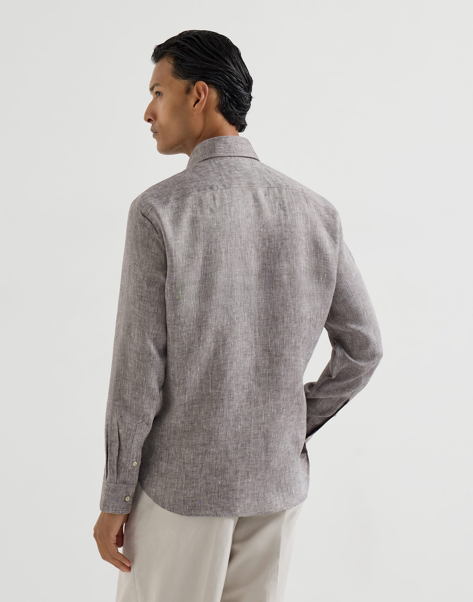 Linen shirt for Man in Cherry | Brunello Cucinelli