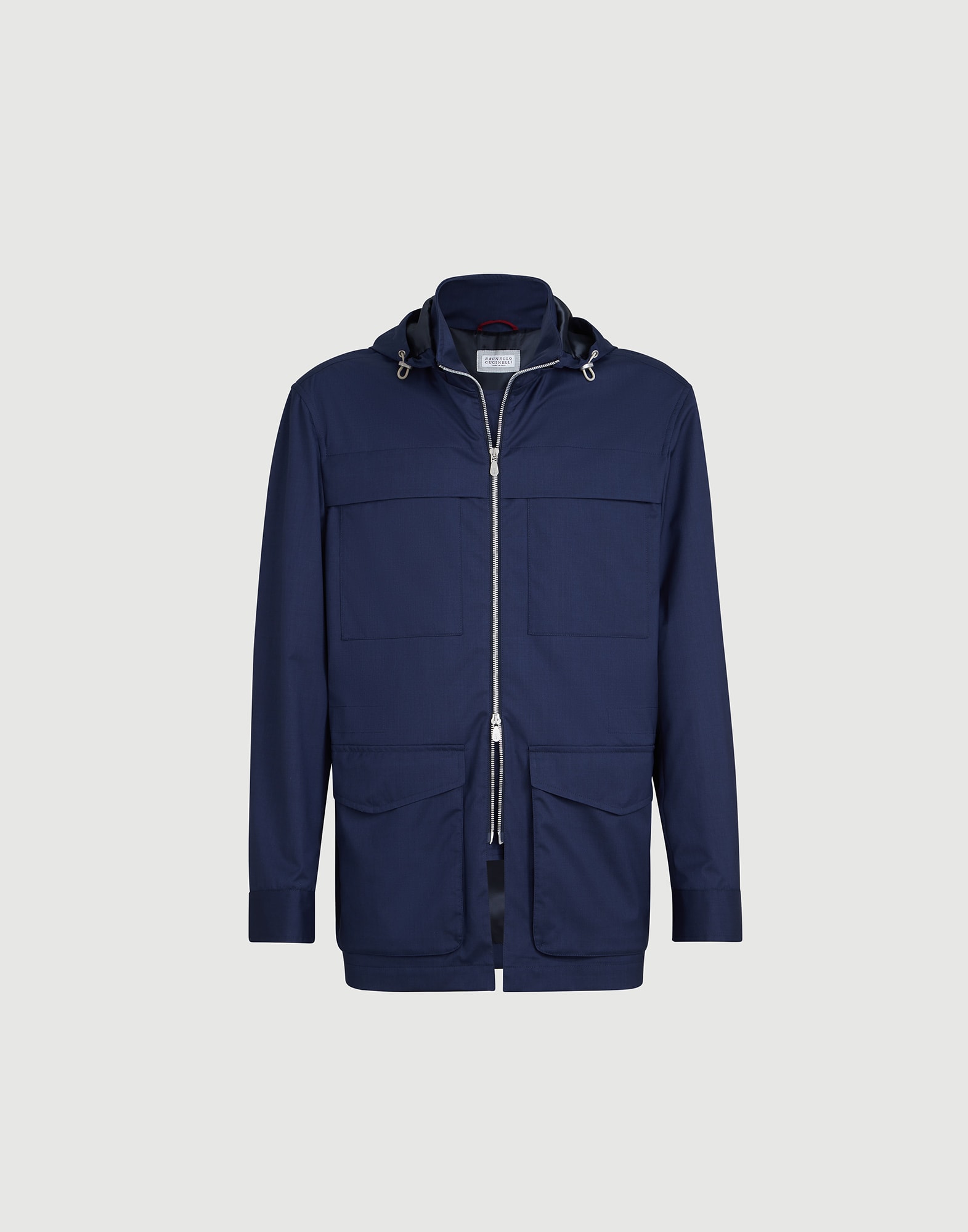 Safari jacket with detachable hood for Man in Blue | Brunello