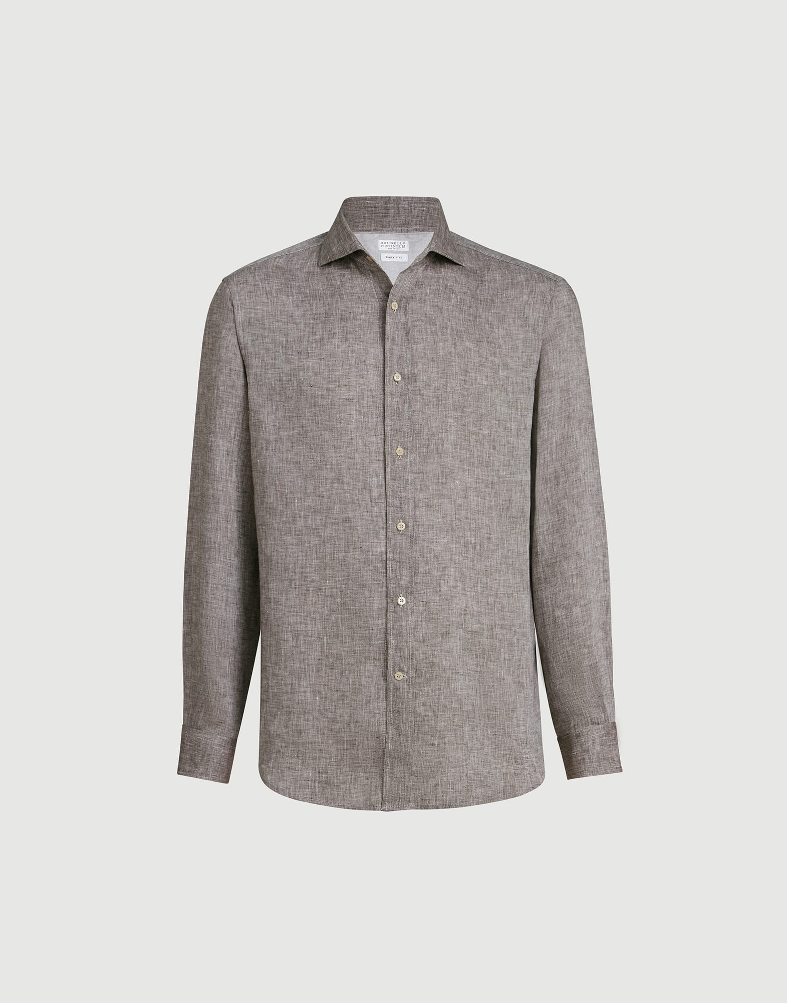 Linen shirt for Man in Azure | Brunello Cucinelli
