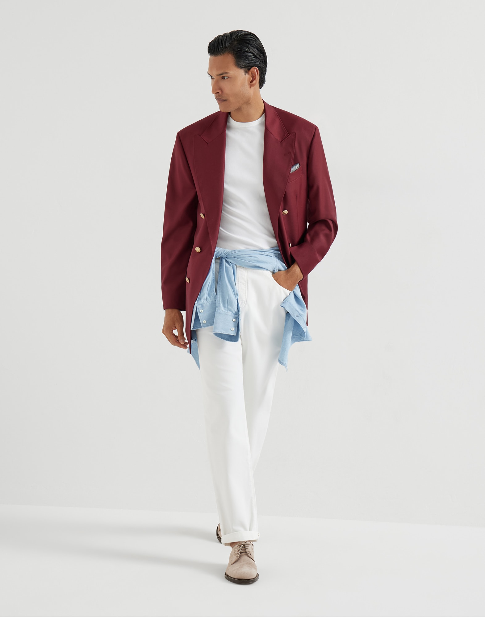 Gabardine garment dyed trousers for Man in Hazelnut | Brunello