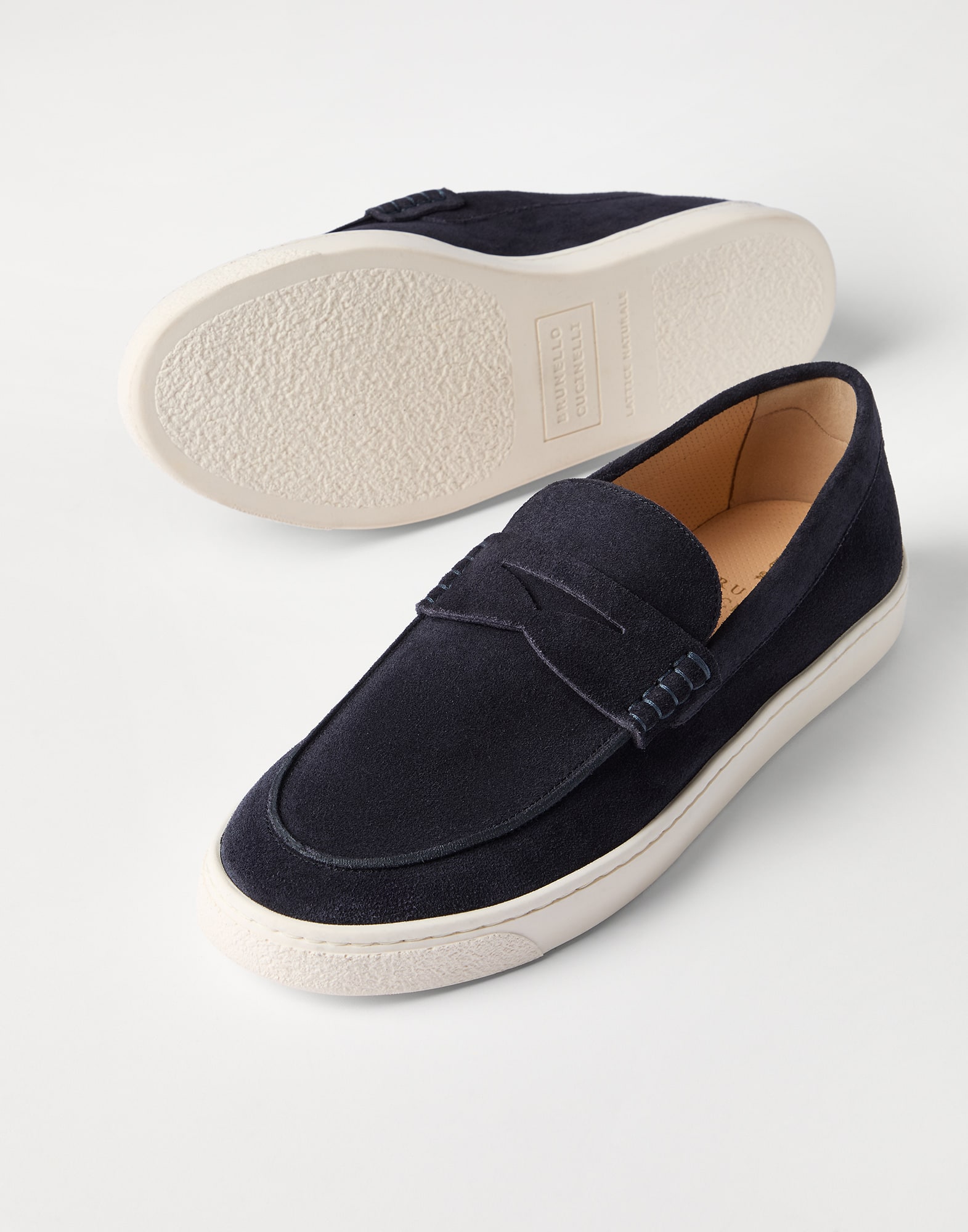 Suede slip-on for Man in Navy Blue | Brunello Cucinelli