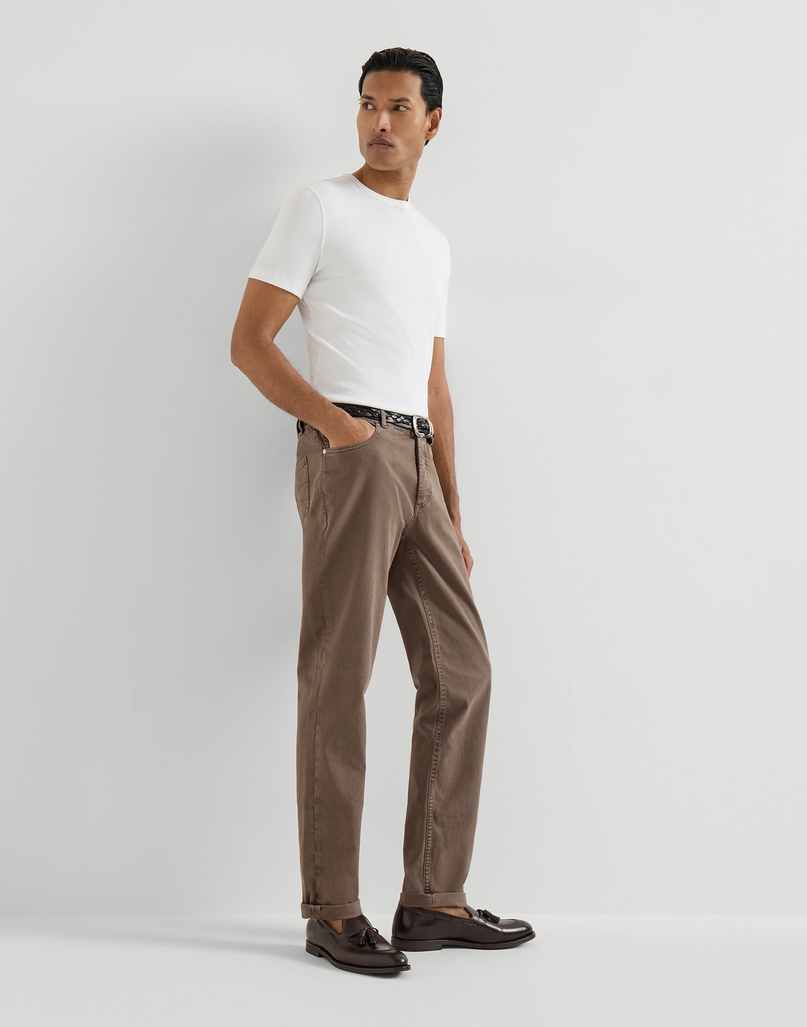 Lightweight denim trousers for Man in Snow | Brunello Cucinelli