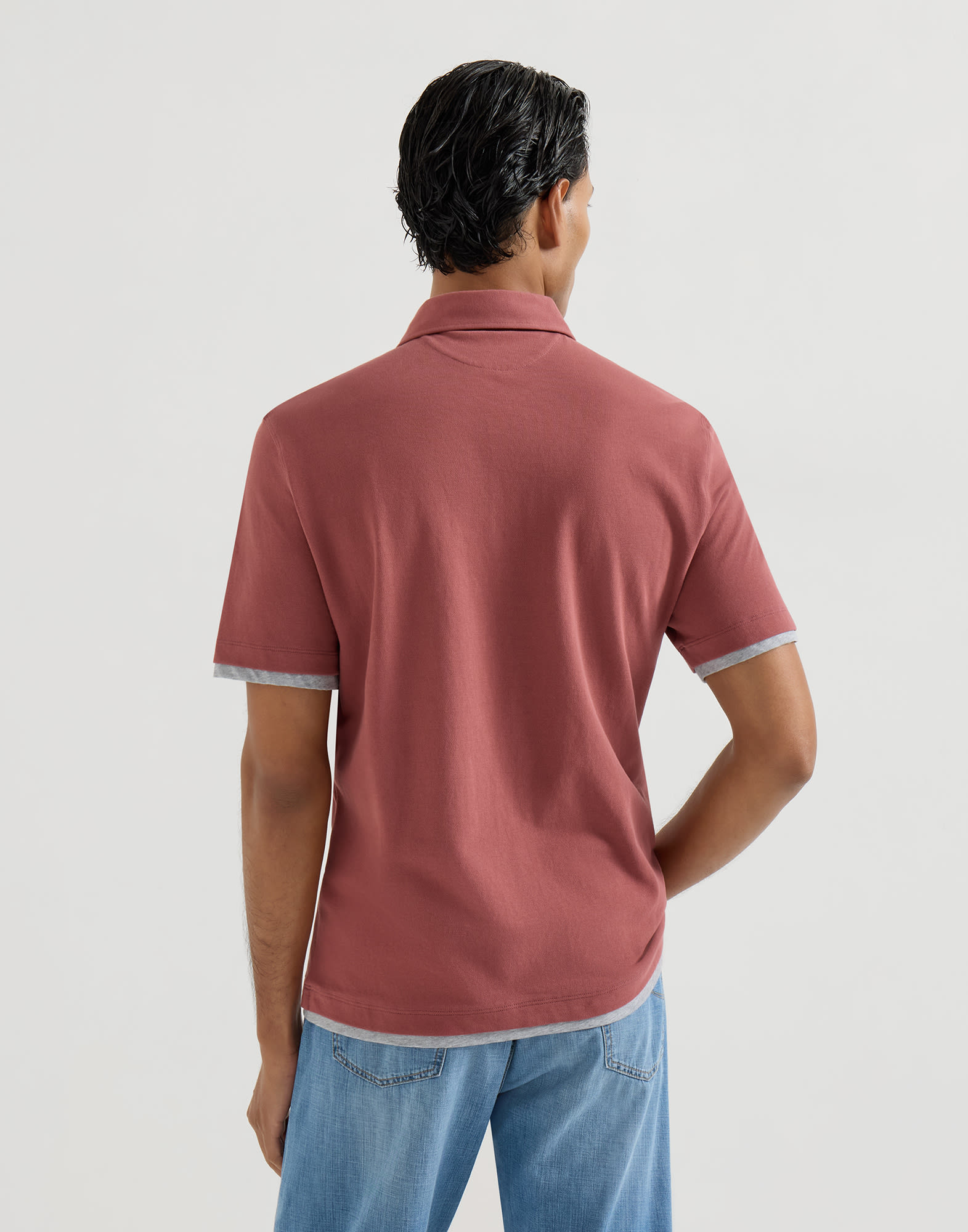 メンズ 向け カーキ ピケ ポロシャツ | Brunello Cucinelli