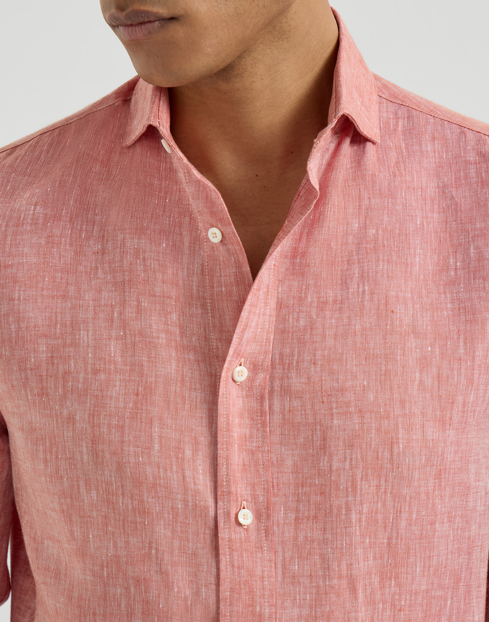 Linen shirt for Man in Cherry | Brunello Cucinelli