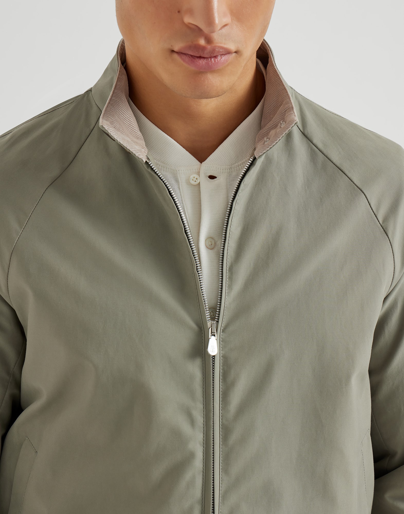 Gabardine outerwear jacket for Man in Khaki | Brunello Cucinelli