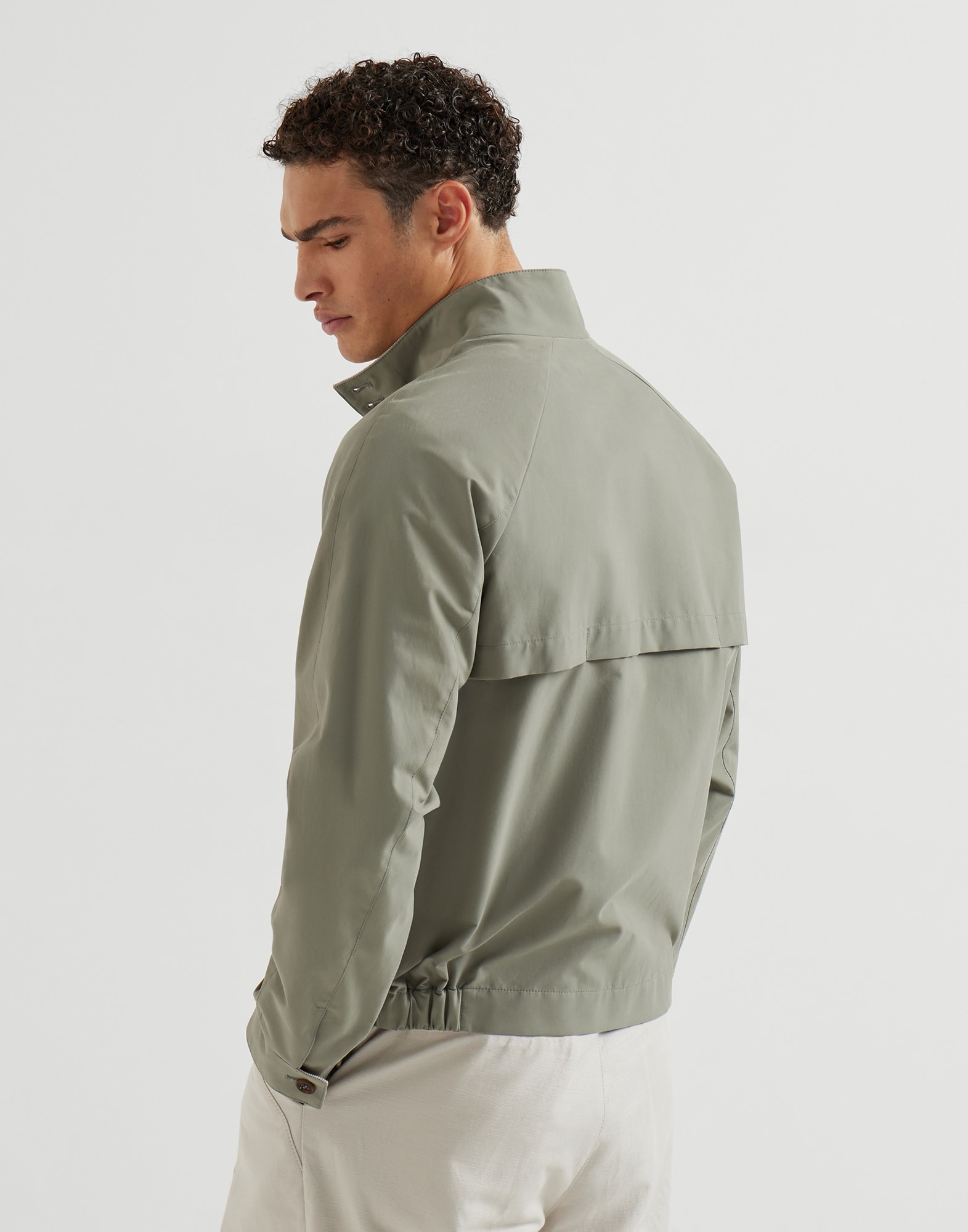 Gabardine outerwear jacket for Man in Khaki | Brunello Cucinelli