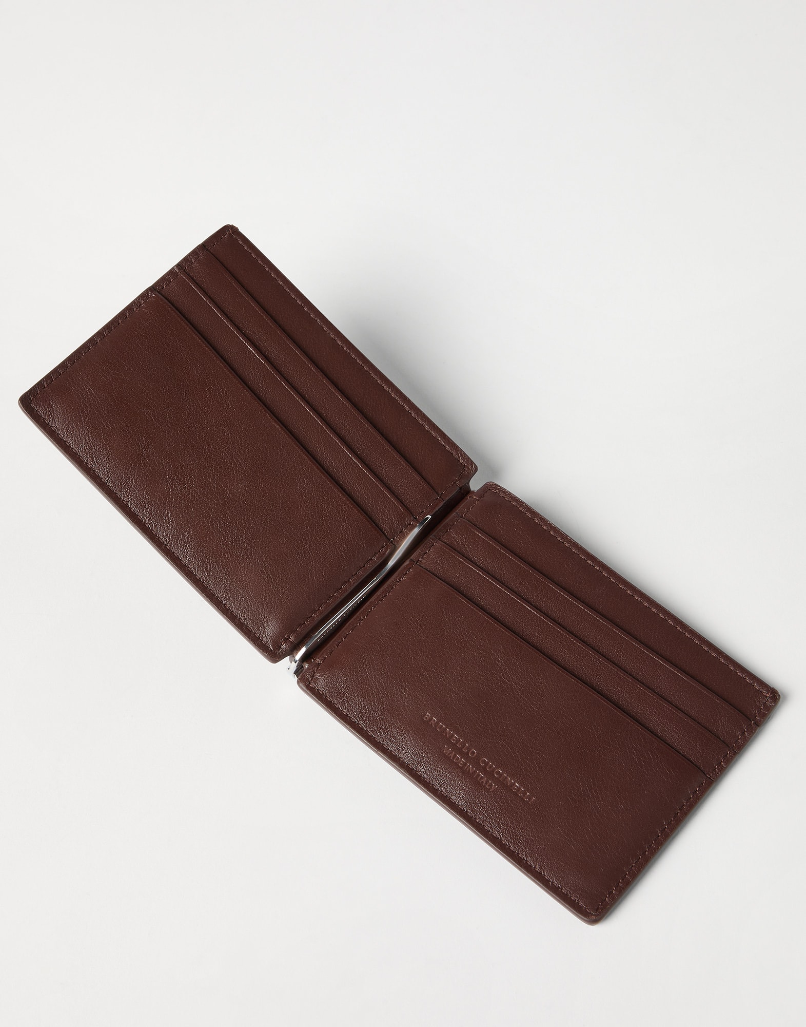 セール　BRUNELLO CUCINELLI コードバン 　財布 Calfskin money clip wallet for Man in Chocolate | Brunello Cucinelli