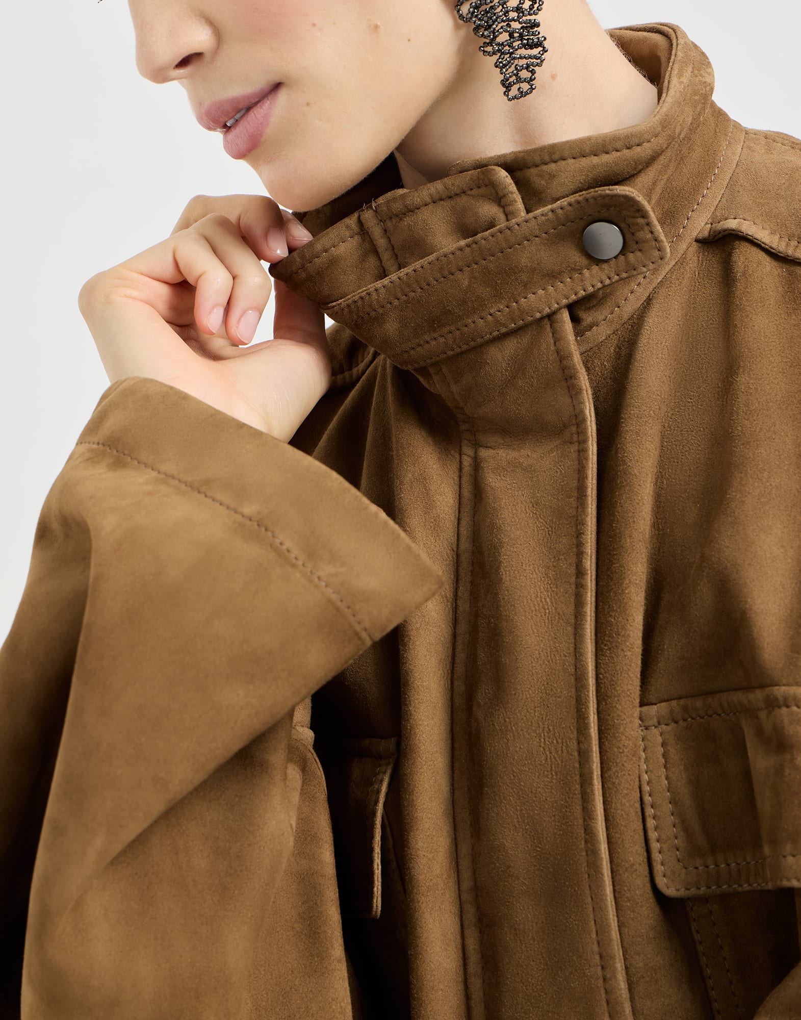 Couture suede safari jacket for Woman in Brown | Brunello Cucinelli