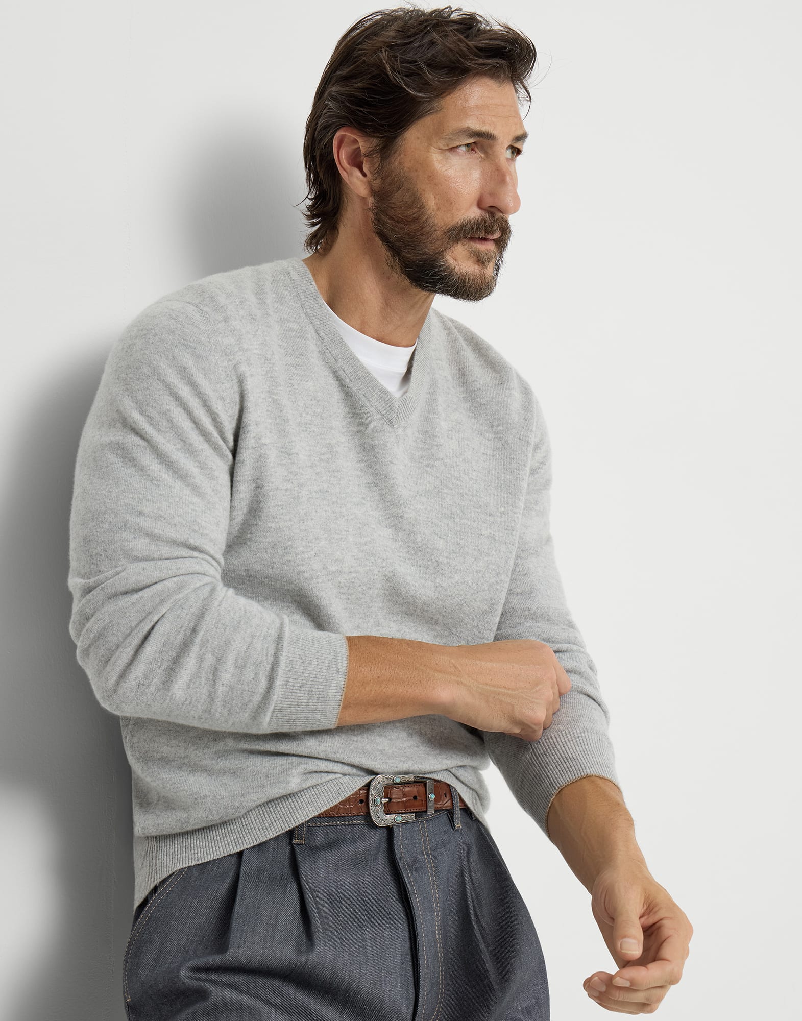 Cashmere sweater for Man in Dark Grey | Brunello Cucinelli