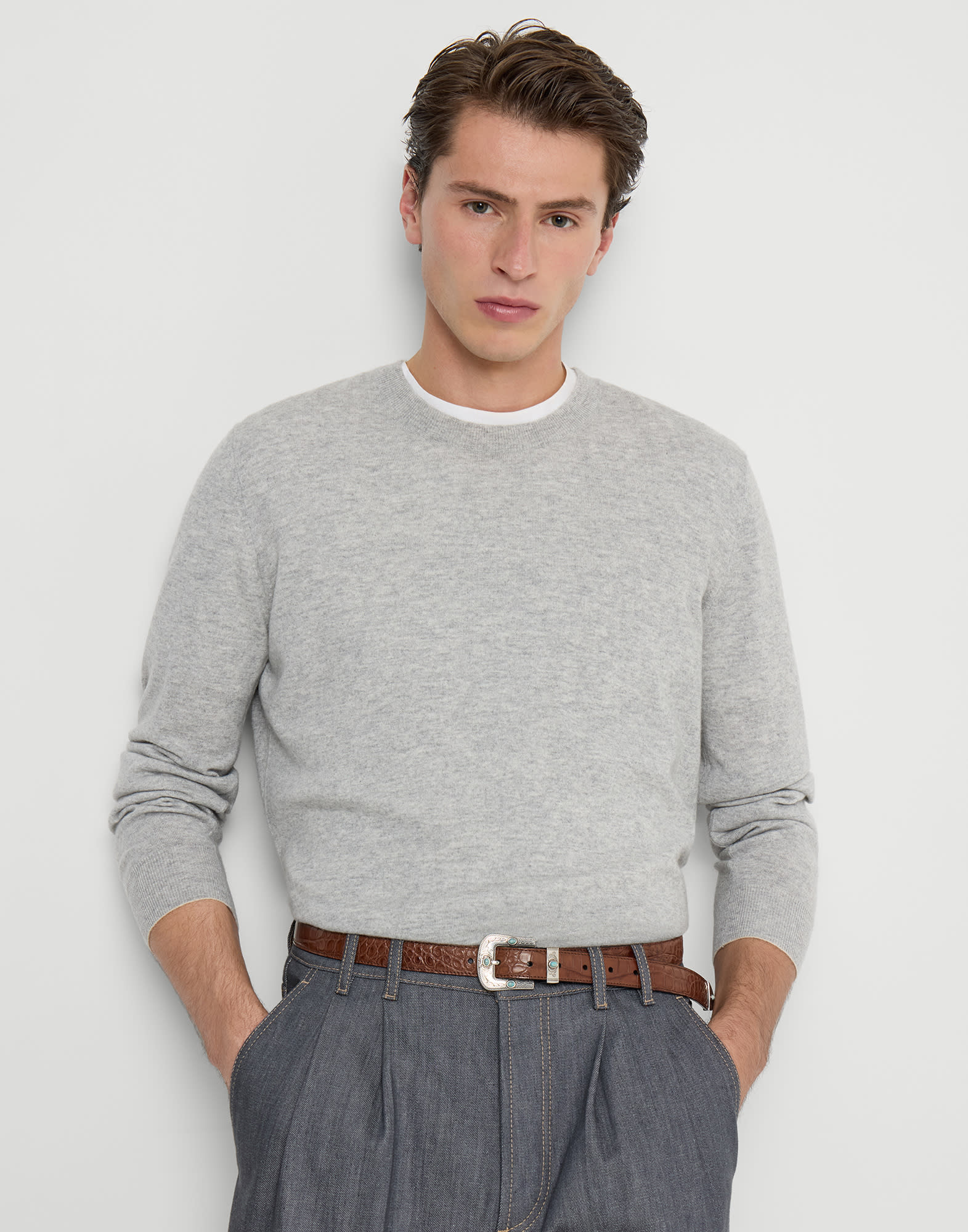 メンズ 向け ダークグレー カシミヤセーター | Brunello Cucinelli