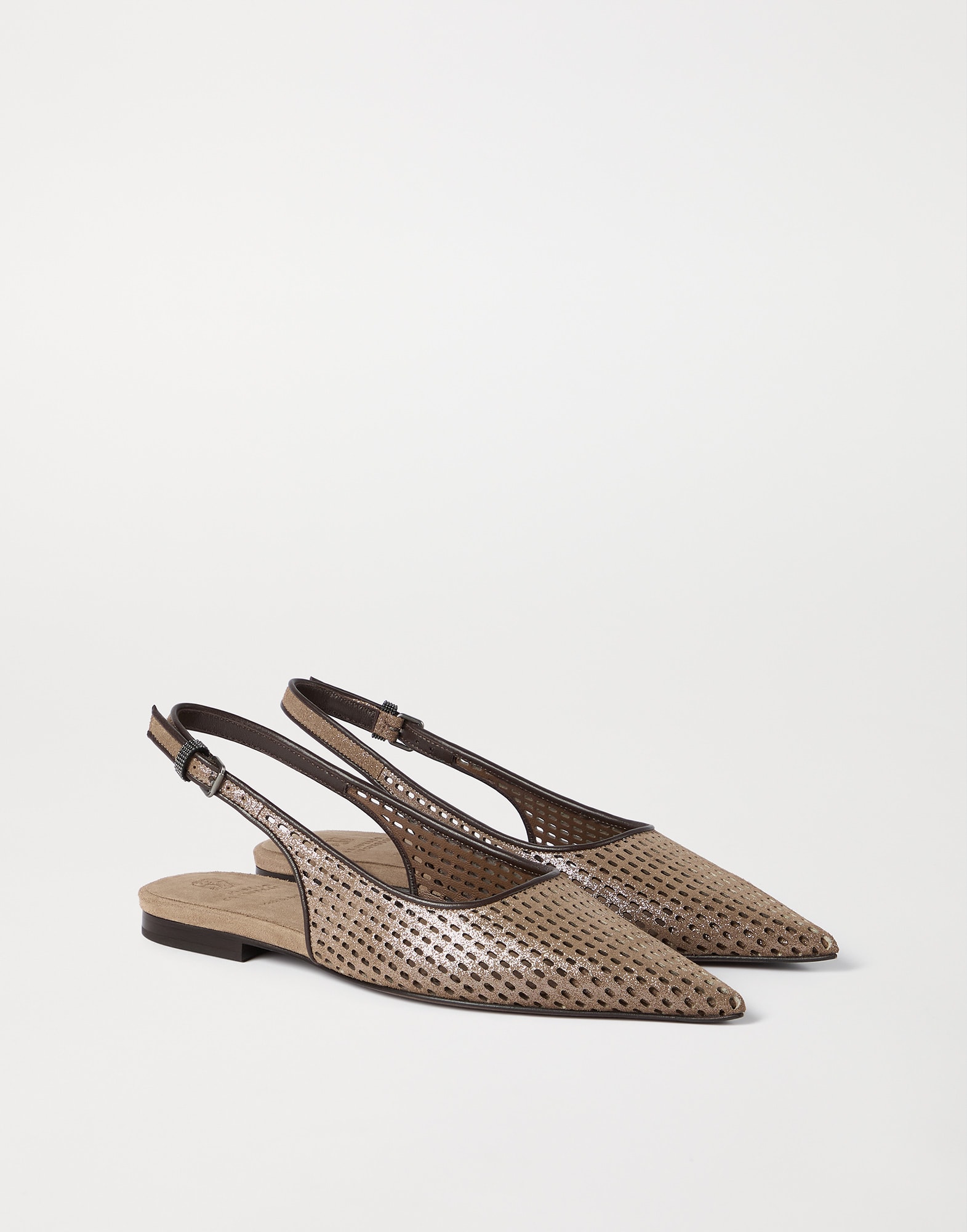 Slingback-Flats aus Leder Braun Damen - Brunello Cucinelli