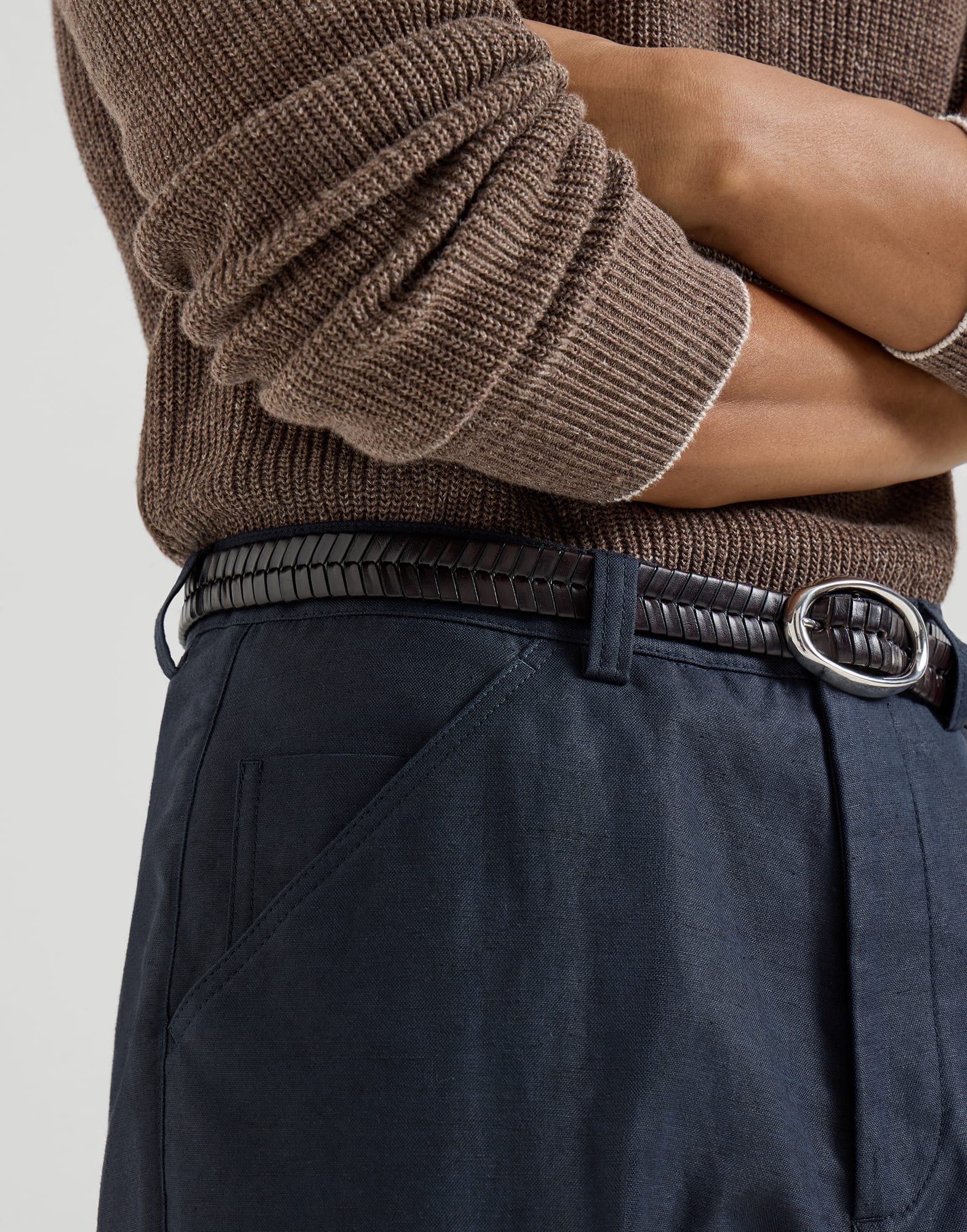 Panama trousers for Man in Navy Blue | Brunello Cucinelli