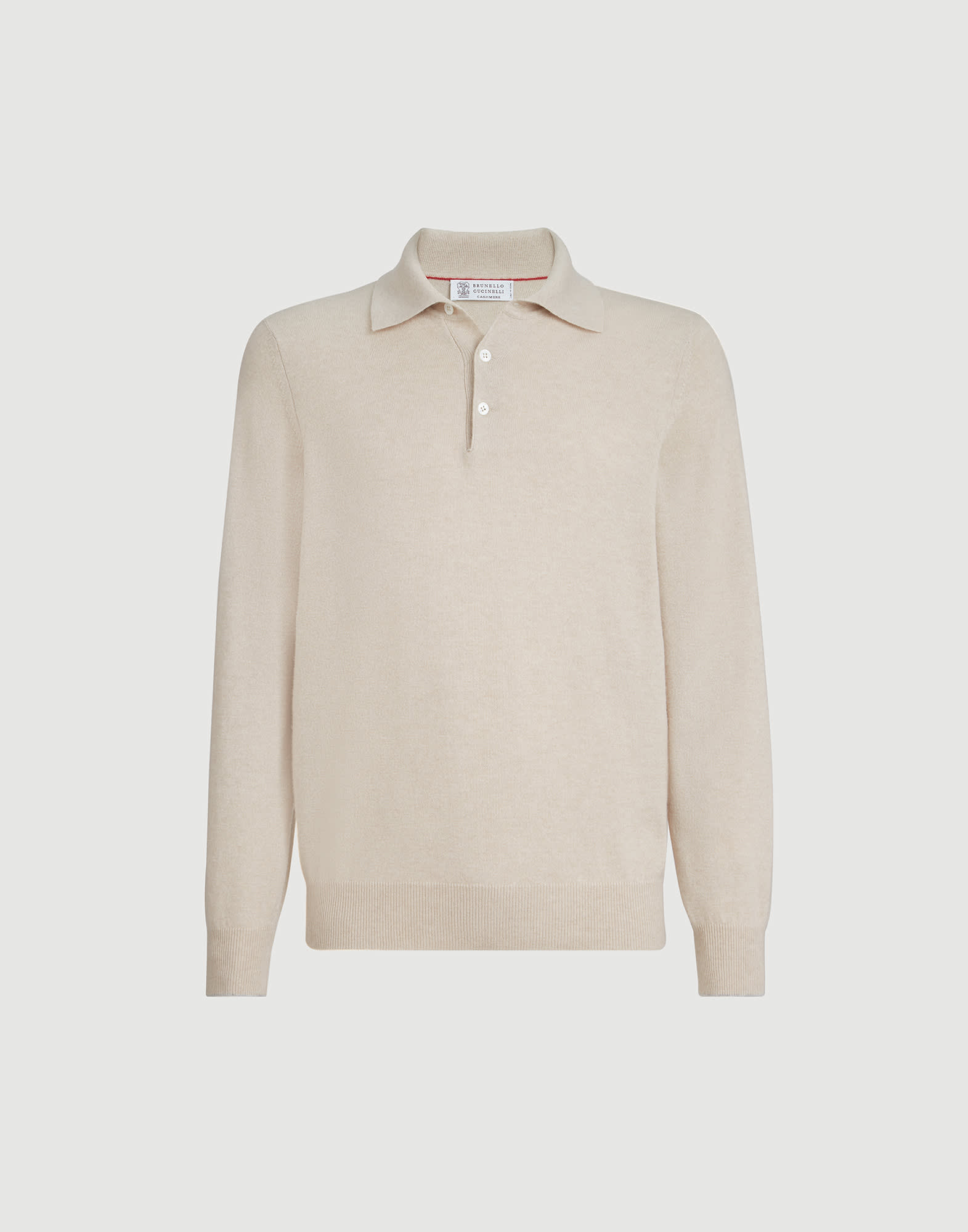 BRUNELLO CUCINELLI スリムフィット ポロシャツ Rib knit polo for Man in Dove Grey | Brunello Cucinelli