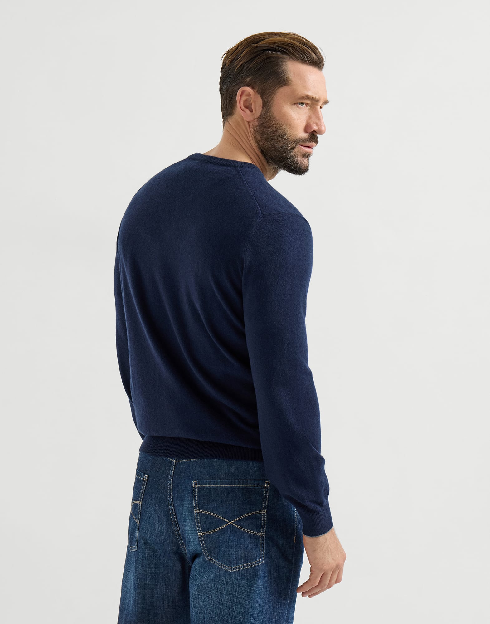 メンズ 向け ネイビーブルー カシミヤセーター | Brunello Cucinelli
