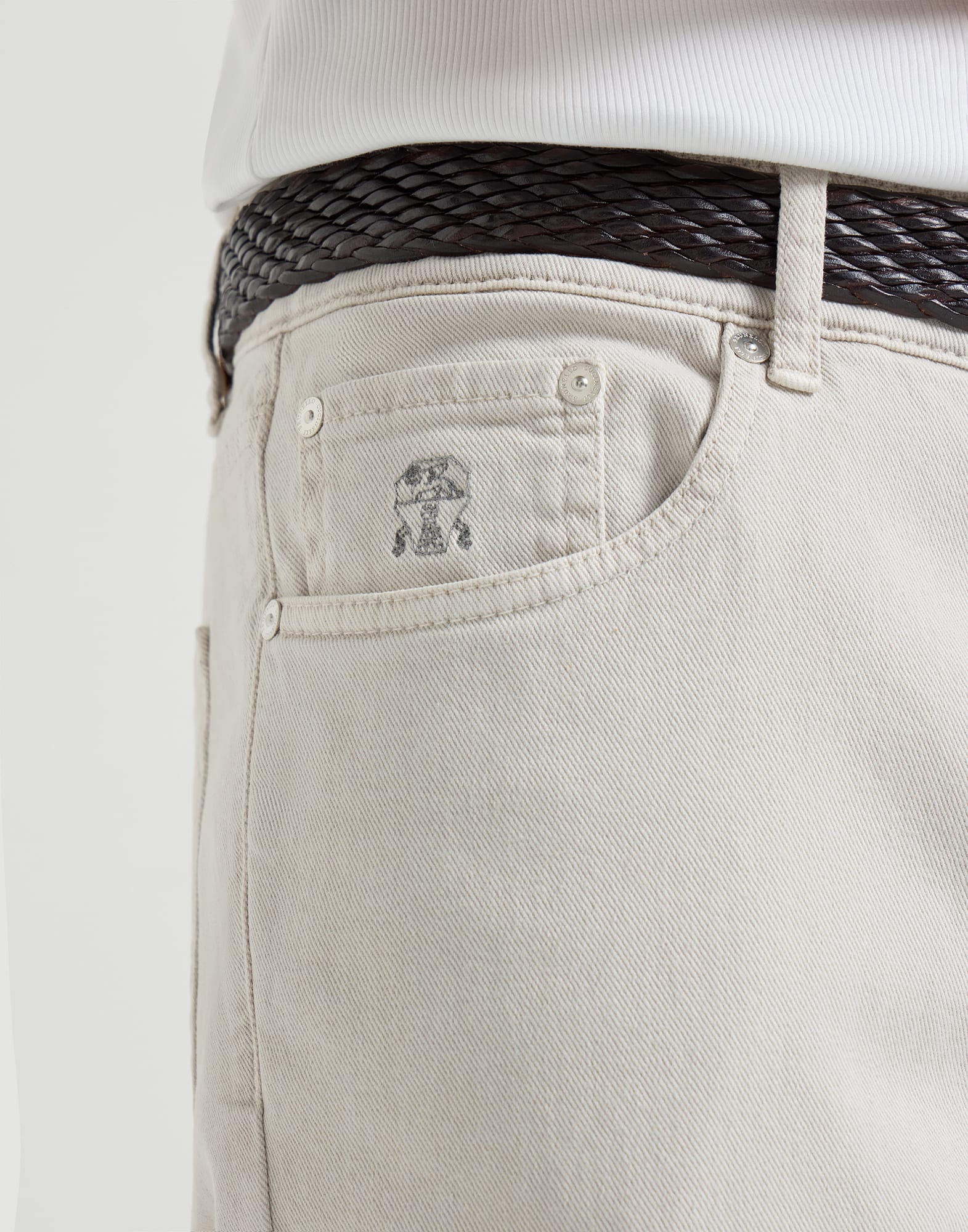 Lightweight denim trousers for Man in Snow | Brunello Cucinelli
