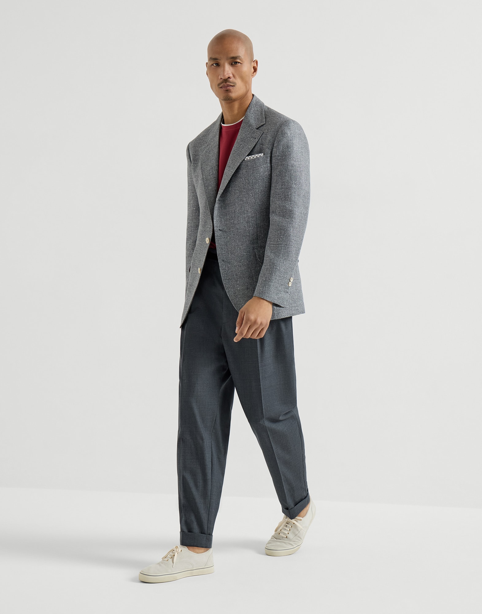 Hopsack deconstructed blazer for Man in Sand | Brunello Cucinelli