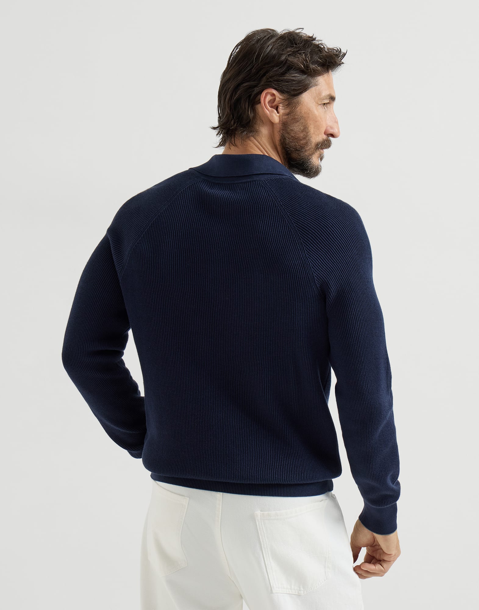 メンズ 向け ヘーゼルナッツ リブニット ポロシャツ | Brunello Cucinelli