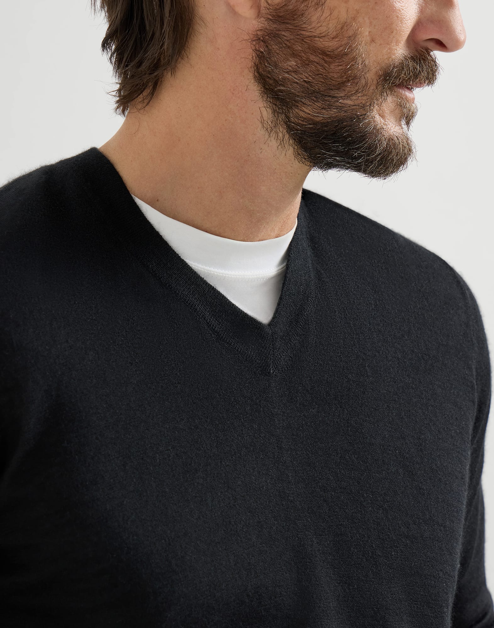 Cashmere and silk lightweight sweater for Man in Navy Blue