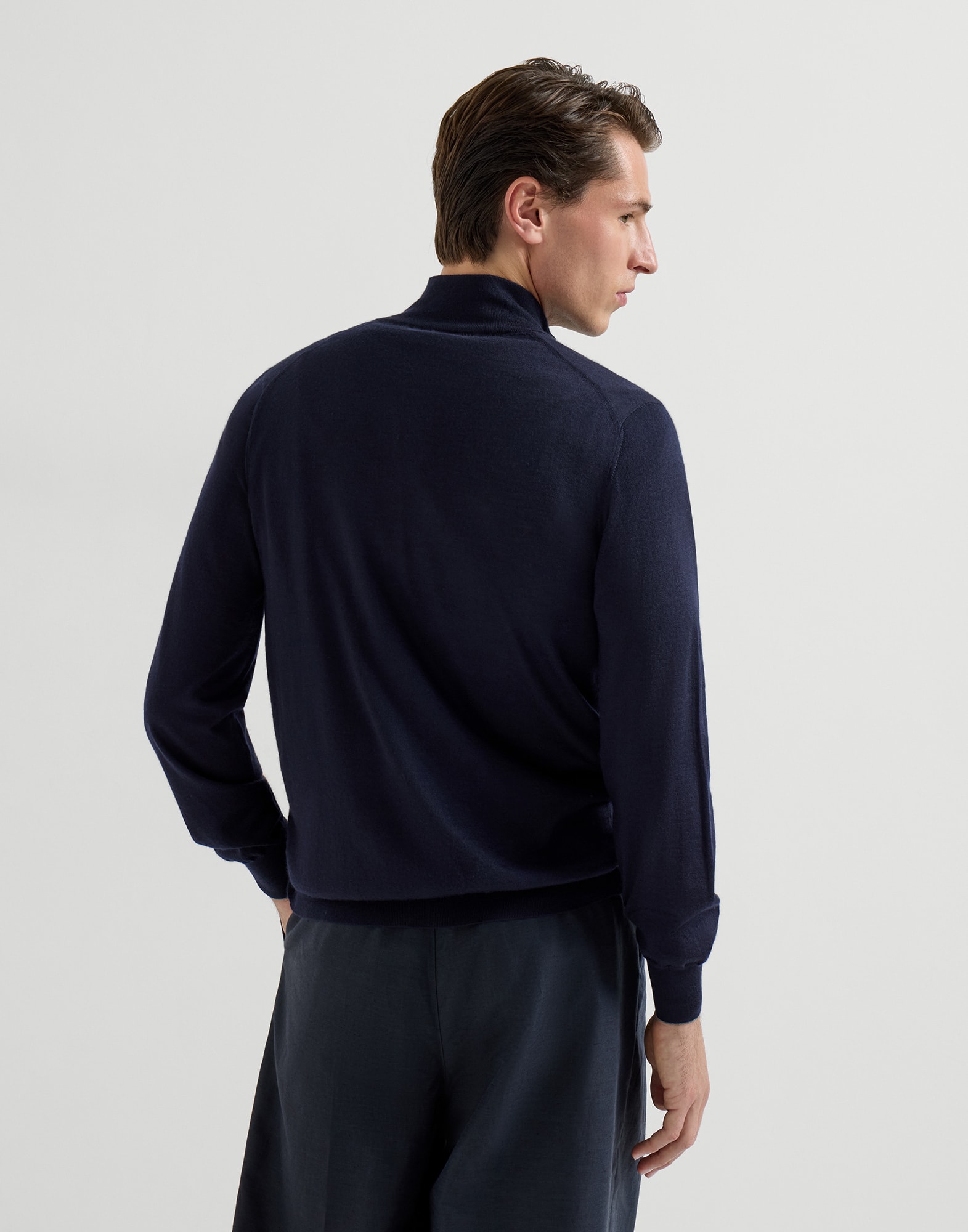 Cashmere and silk cardigan for Man in Dark Grey | Brunello Cucinelli