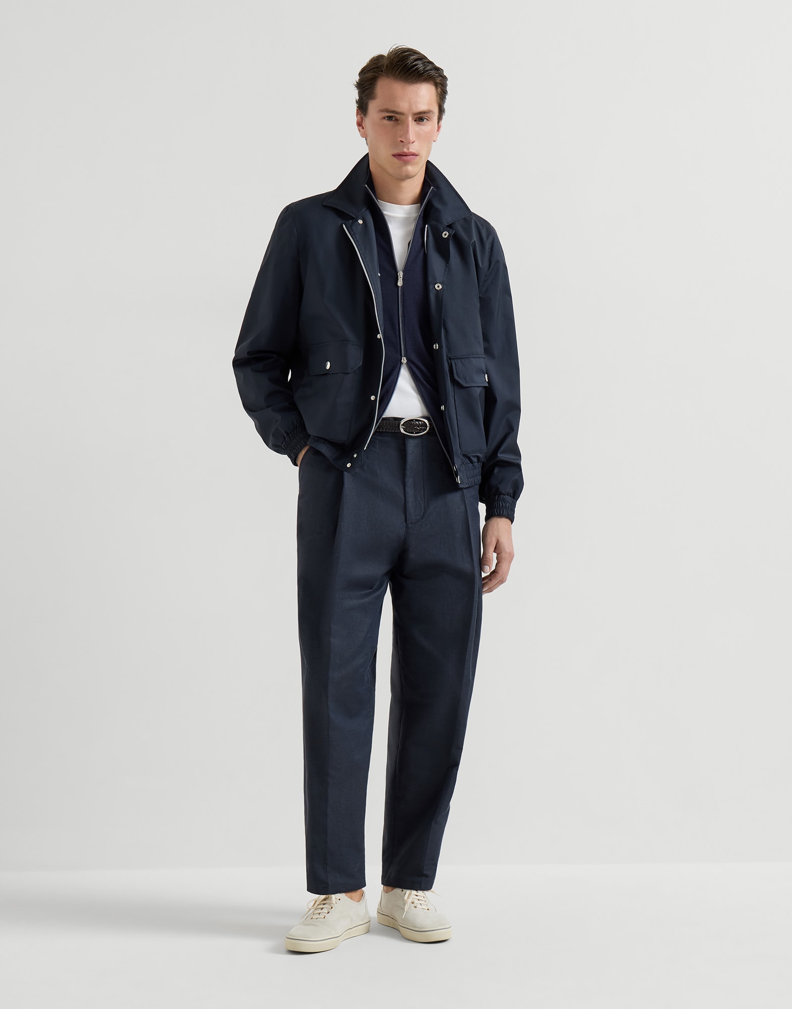 Cashmere and silk cardigan for Man in Dark Grey | Brunello Cucinelli