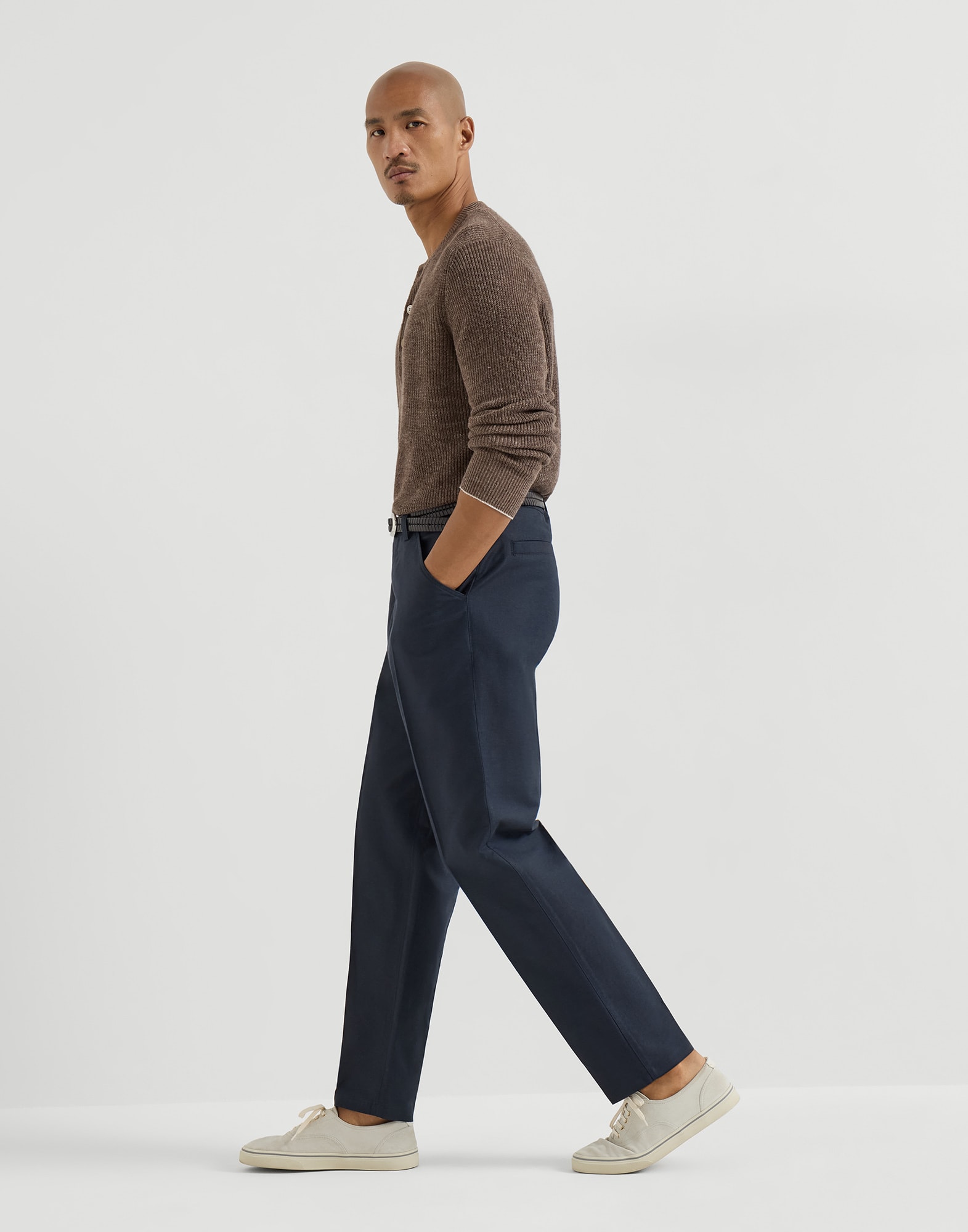 Panama trousers for Man in Navy Blue | Brunello Cucinelli
