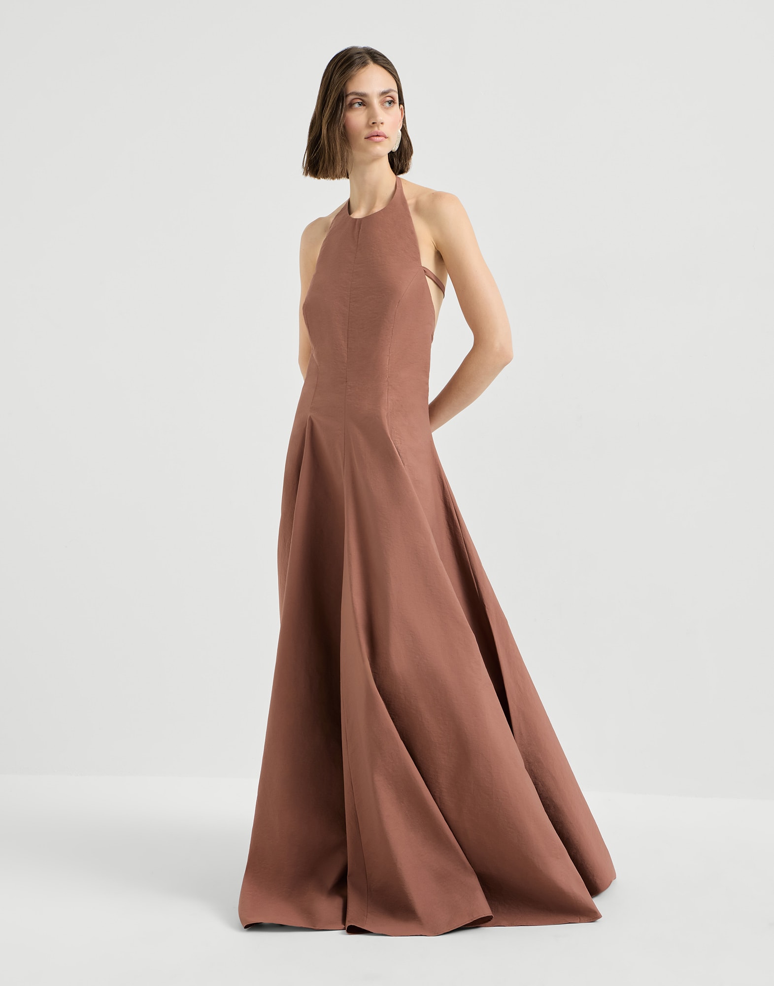 Halterneck dress for Woman in Firebrick | Brunello Cucinelli Halterneck dress for Woman in Firebrick | Brunello Cucinelli
