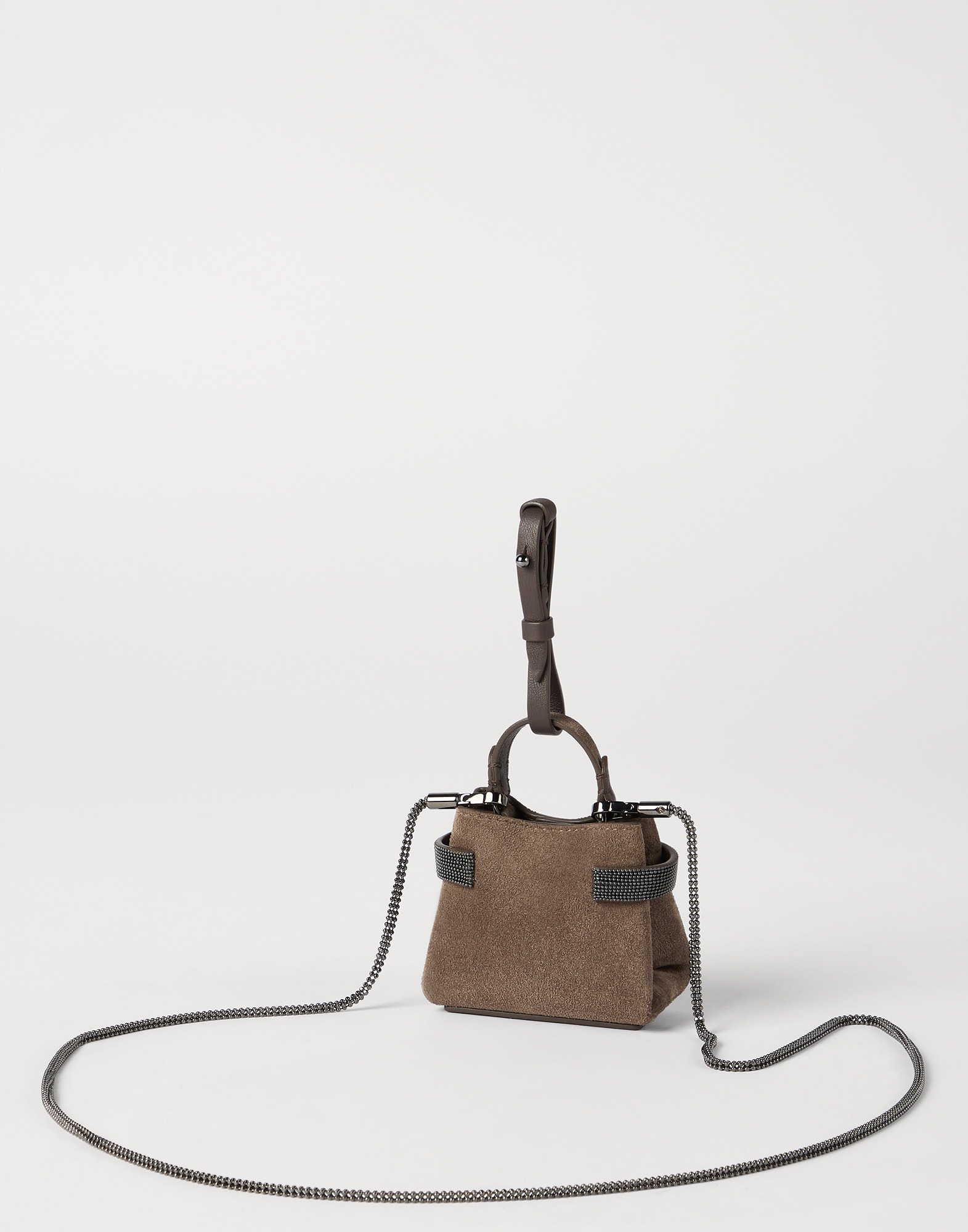 Suede Essence micro bag for Woman in Ivory | Brunello Cucinelli