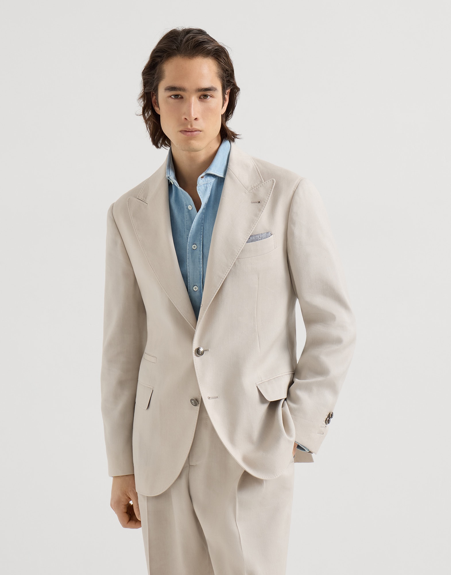 Blazer with peak lapel Buff Man - Brunello Cucinelli