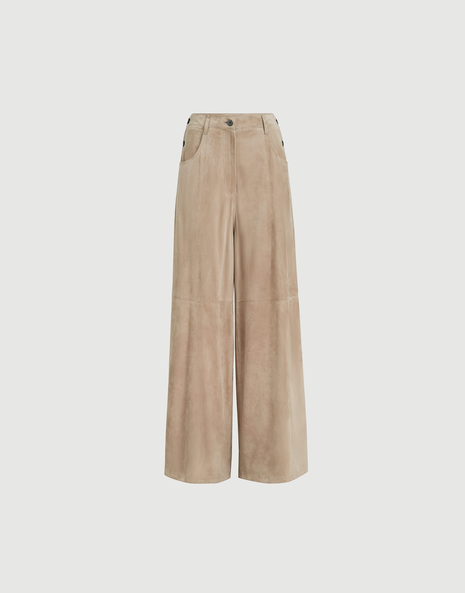 Suede maxi trousers for Woman in Beige | Brunello Cucinelli