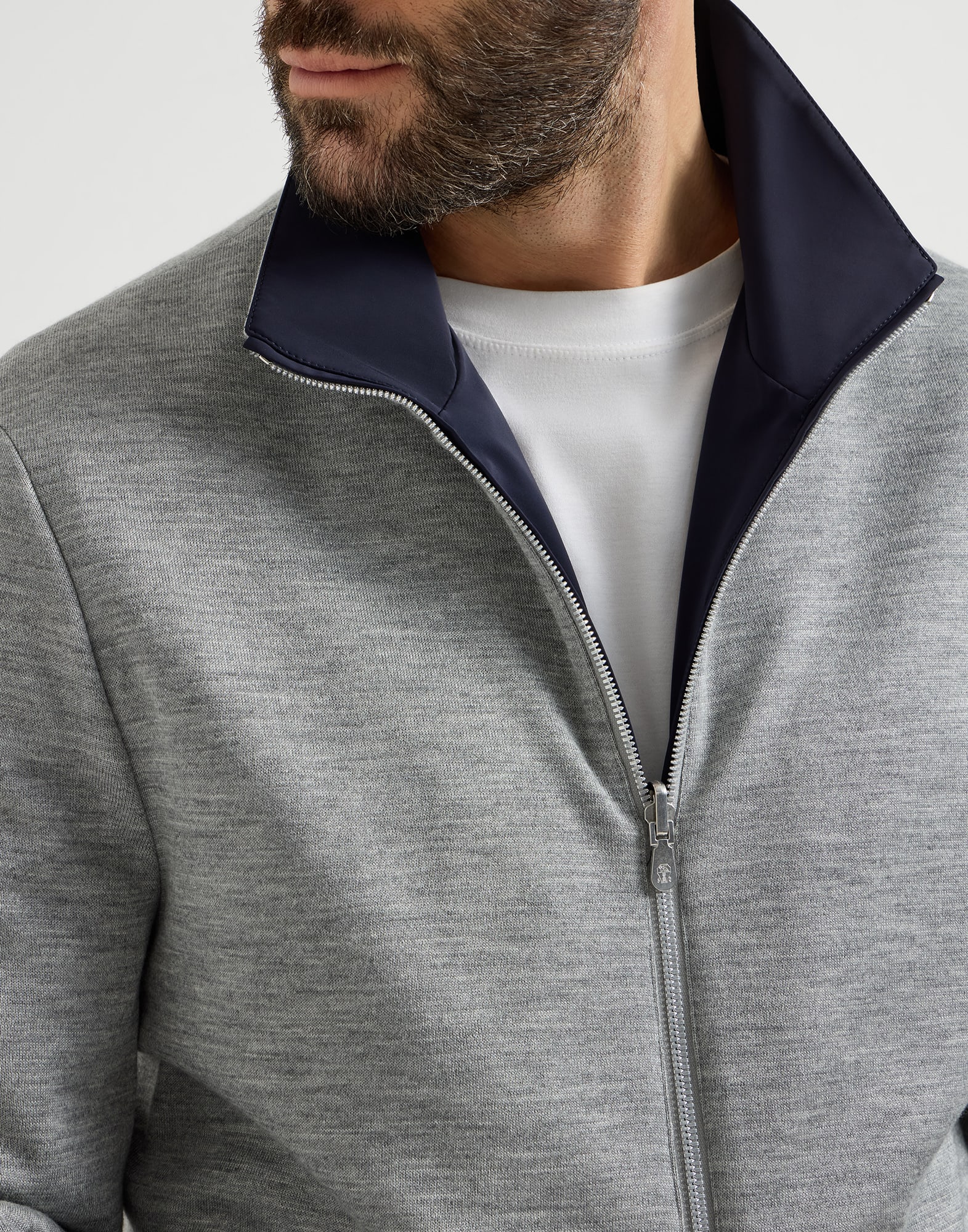 メンズ 向け ネイビーブルー リバーシブルブルゾン | Brunello Cucinelli