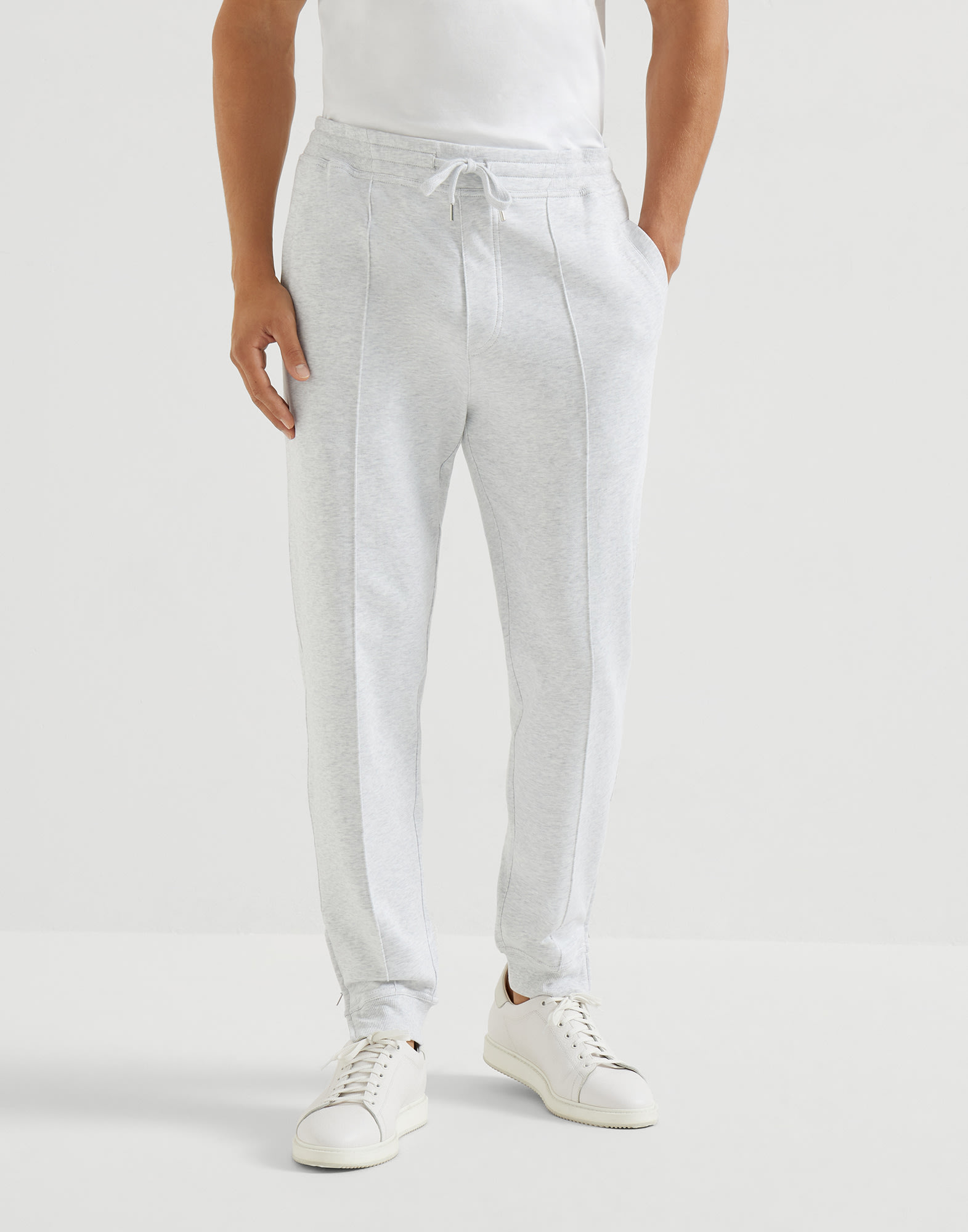 Trousers with cr&ecirc;te Pearl Grey Man - Brunello Cucinelli