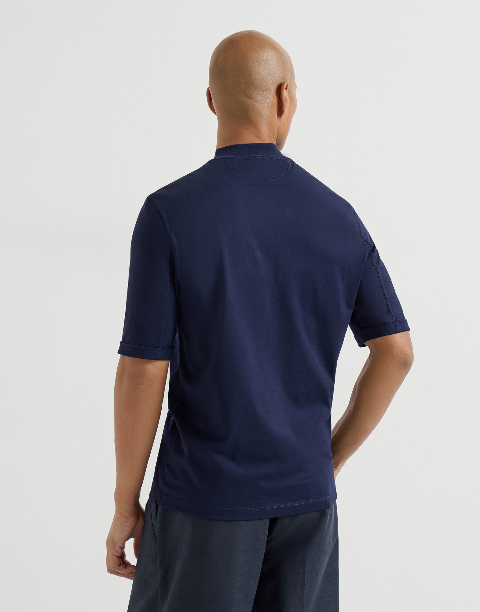 Jersey T-shirt for Man in Navy Blue | Brunello Cucinelli