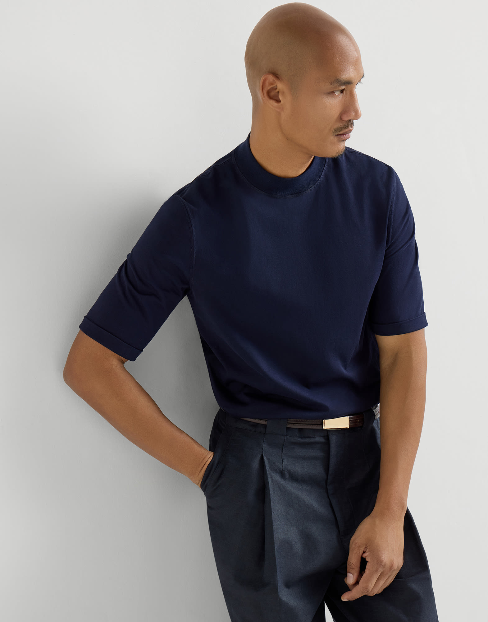 Jersey T-shirt for Man in Navy Blue | Brunello Cucinelli
