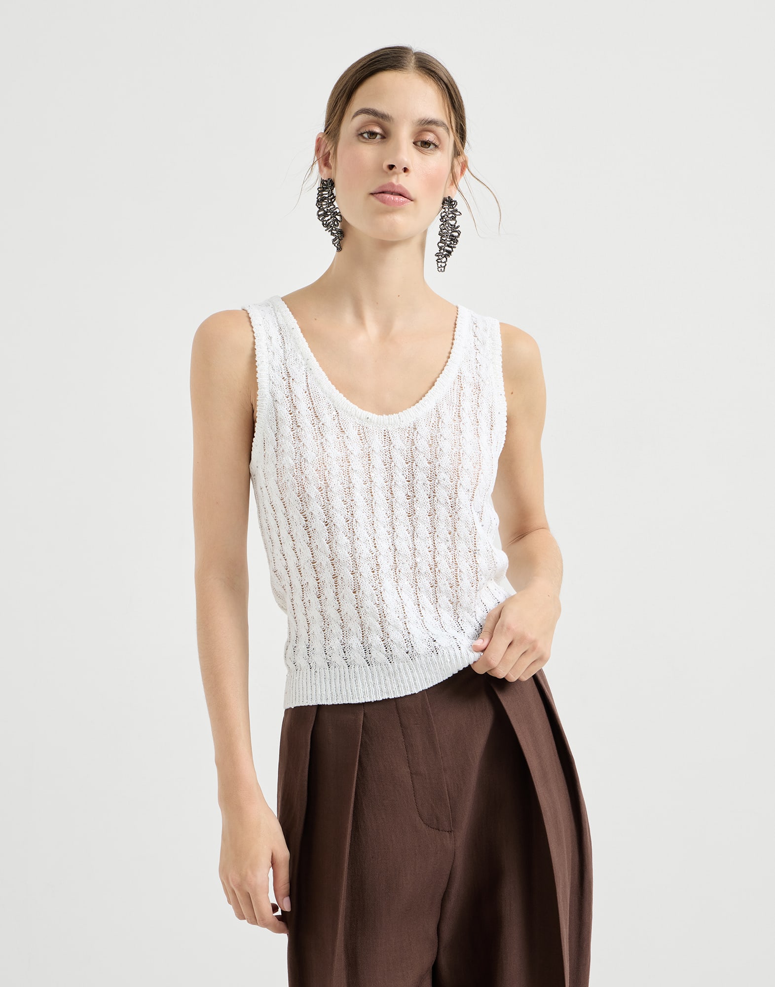 Dazzling cable top White Woman - Brunello Cucinelli
