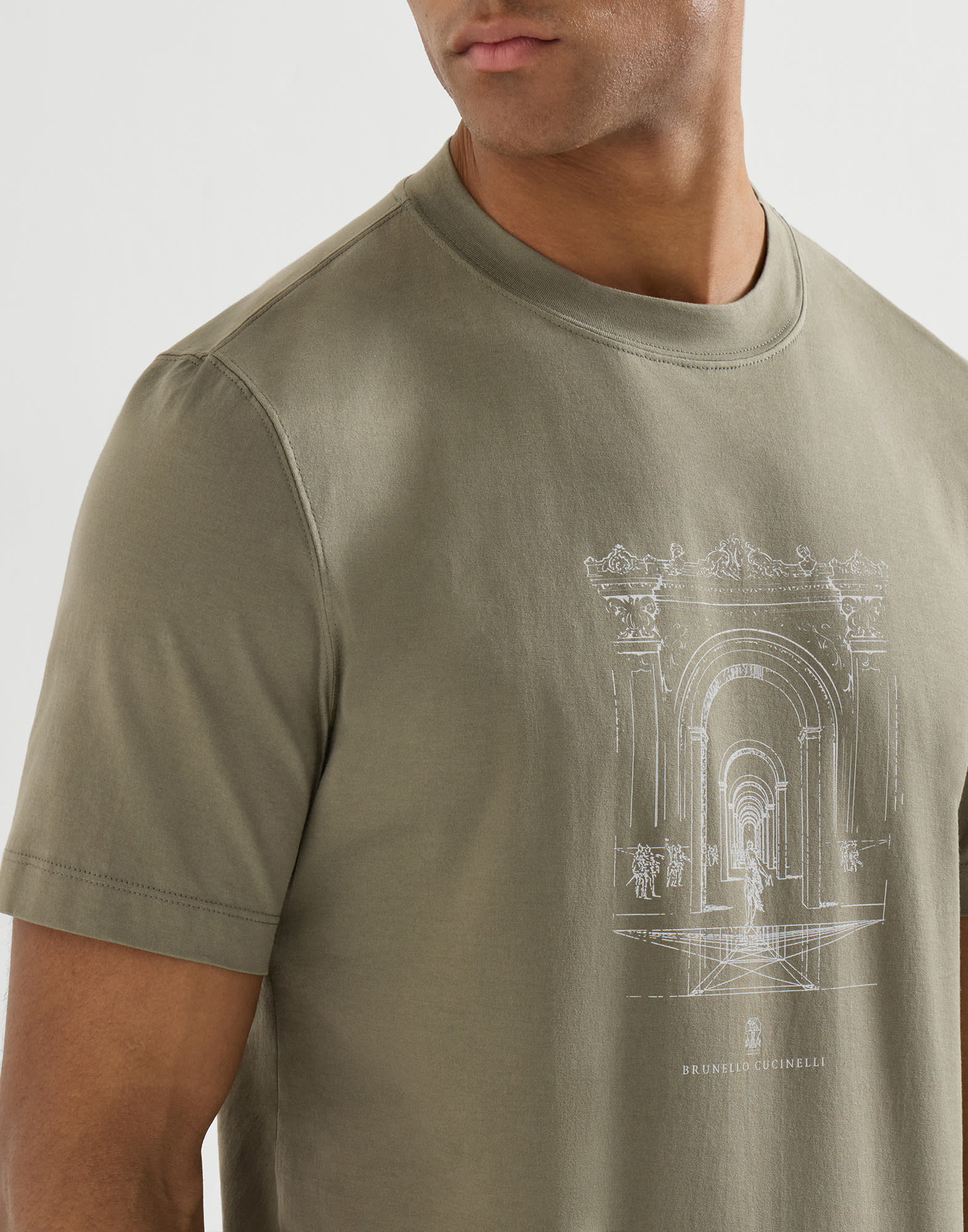 T-shirt with print for Man in White | Brunello Cucinelli