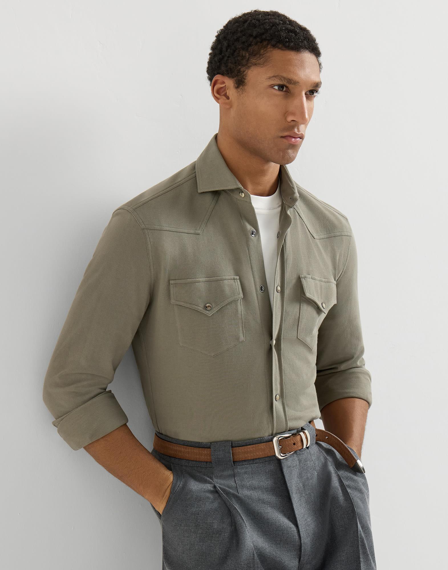 平纹针织面料衬衫 - 小编视角 - 正面观看 - 全屏观看