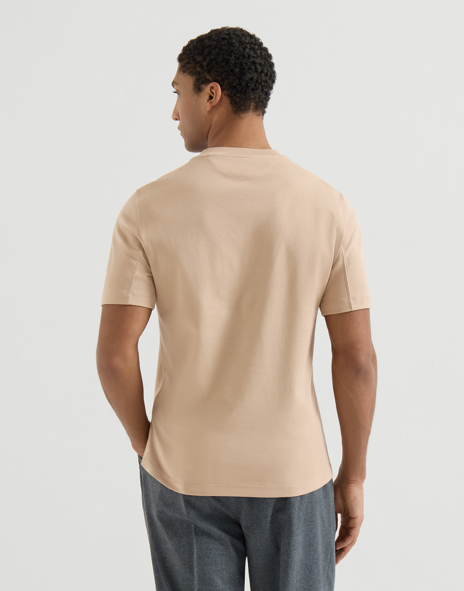 Interlock T-shirt with print for Man in Beige | Brunello Cucinelli
